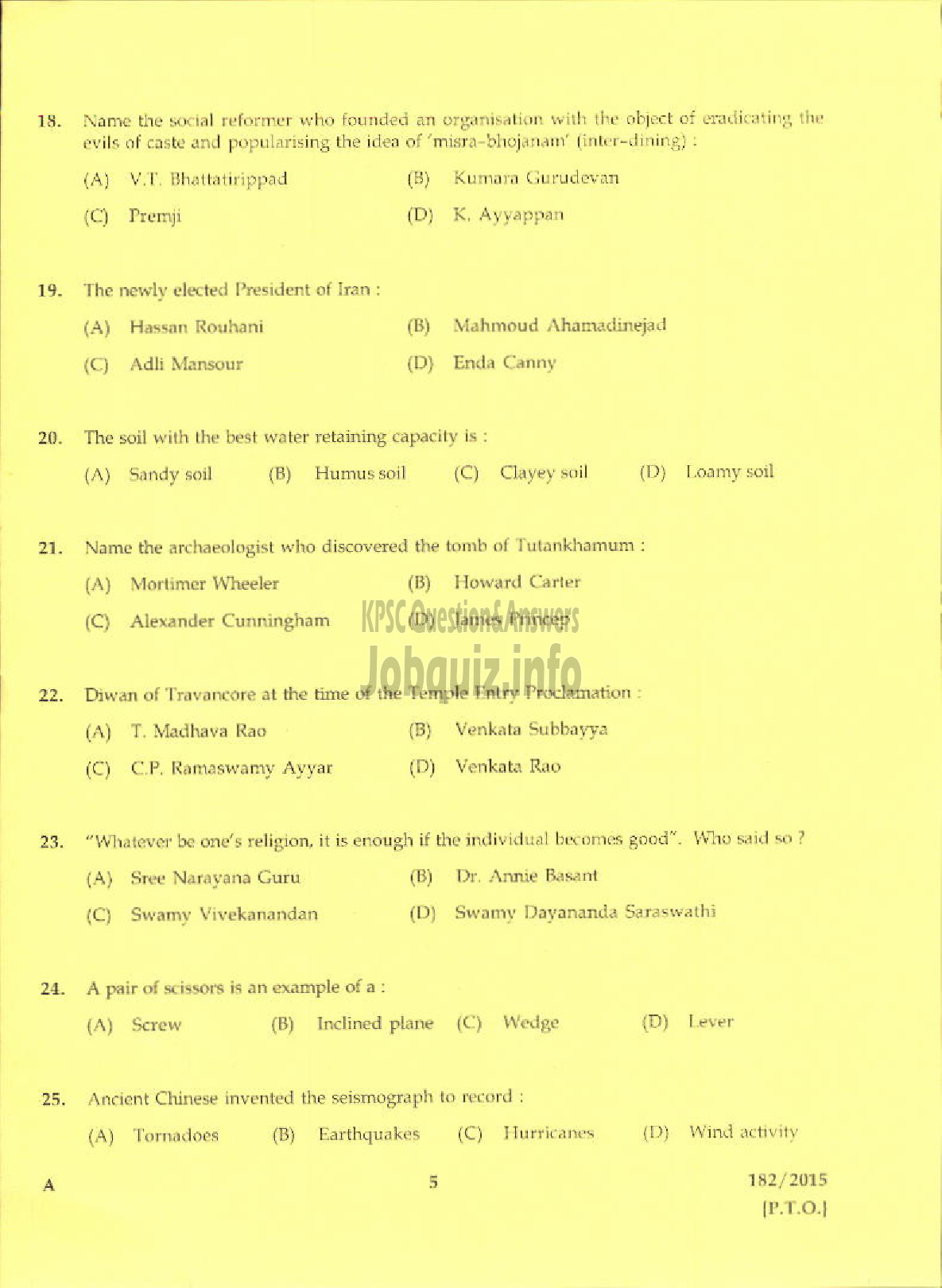 Kerala PSC Question Paper - CONFIDENTIAL ASSISTANT GR II SR FOR SC/ST VARIOUS-3