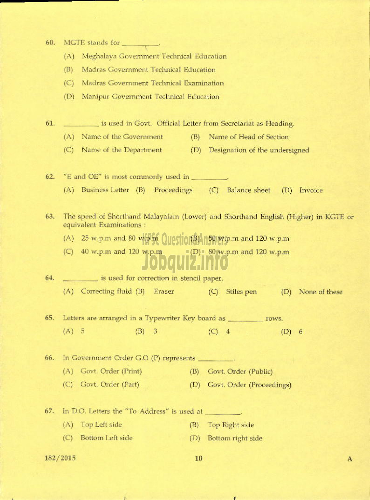 Kerala PSC Question Paper - CONFIDENTIAL ASSISTANT GR II SR FOR SC/ST VARIOUS-8
