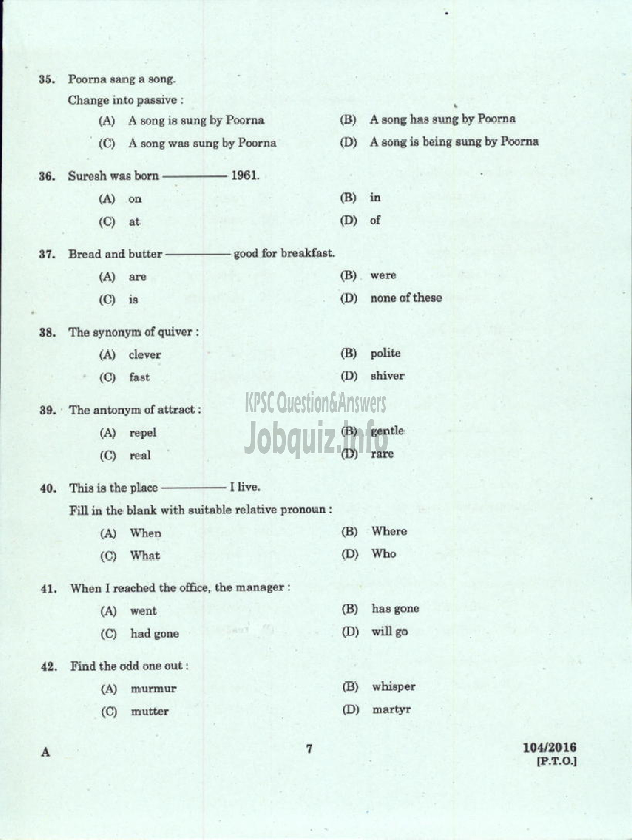 Kerala PSC Question Paper - CONFIDENTIAL ASSISTANT GR II VARIOUS/ GOVT OWNED COMPANY/CORPORATIONS/BOARDS-5