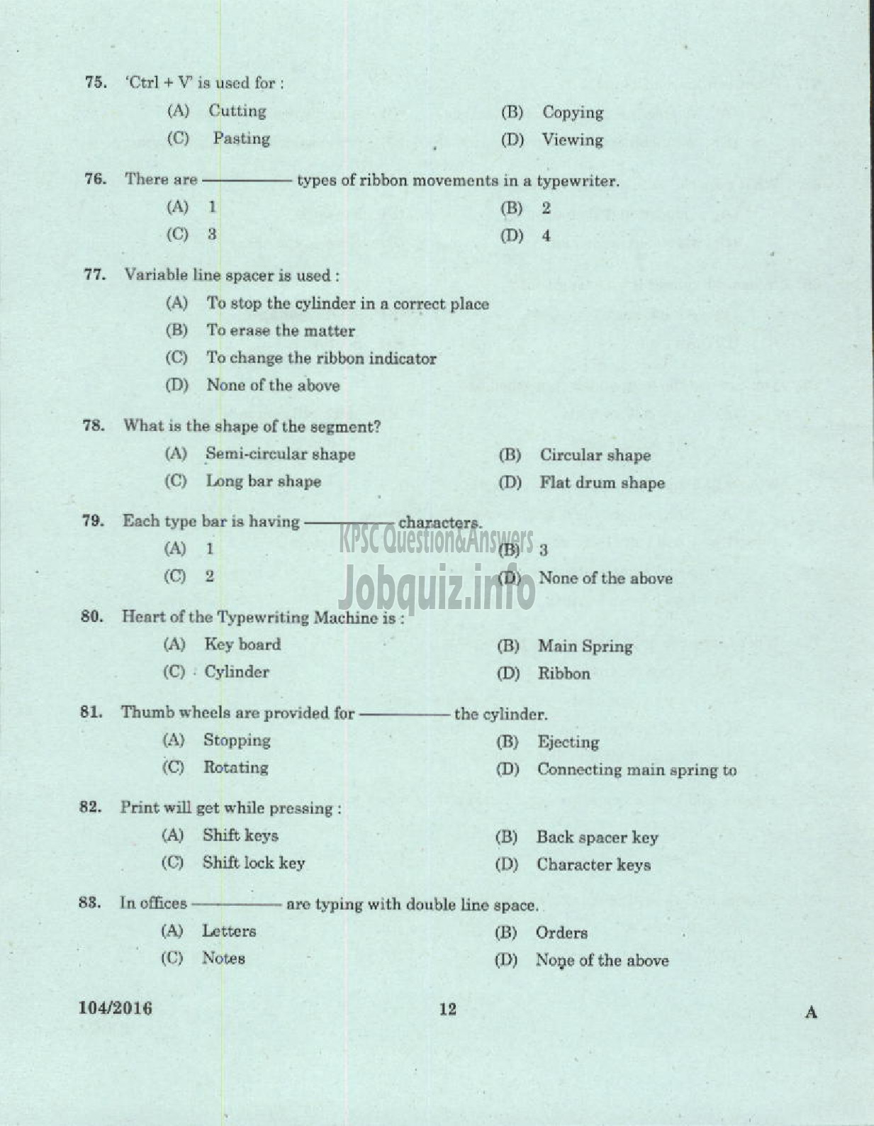 Kerala PSC Question Paper - CONFIDENTIAL ASSISTANT GR II VARIOUS/ GOVT OWNED COMPANY/CORPORATIONS/BOARDS-10