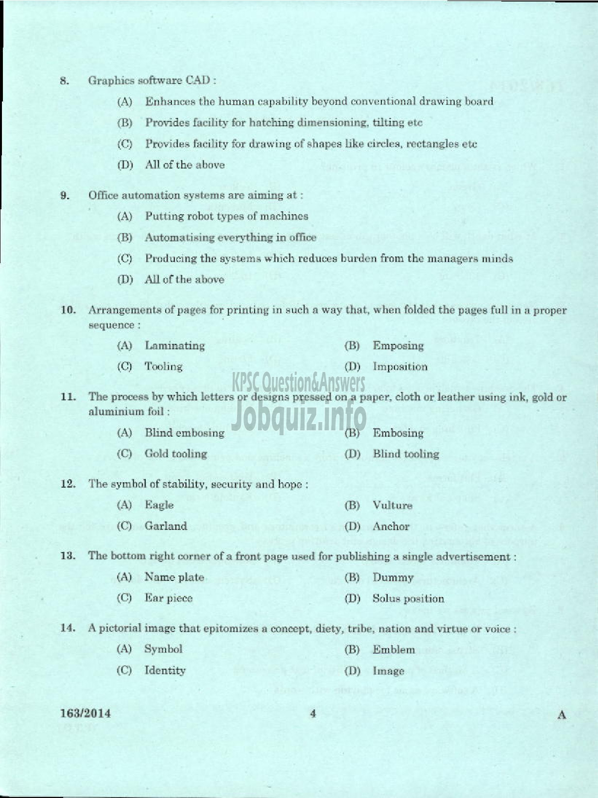 Kerala PSC Question Paper - COPY HOLDER PRINTING GOVT PRESS KTM-2