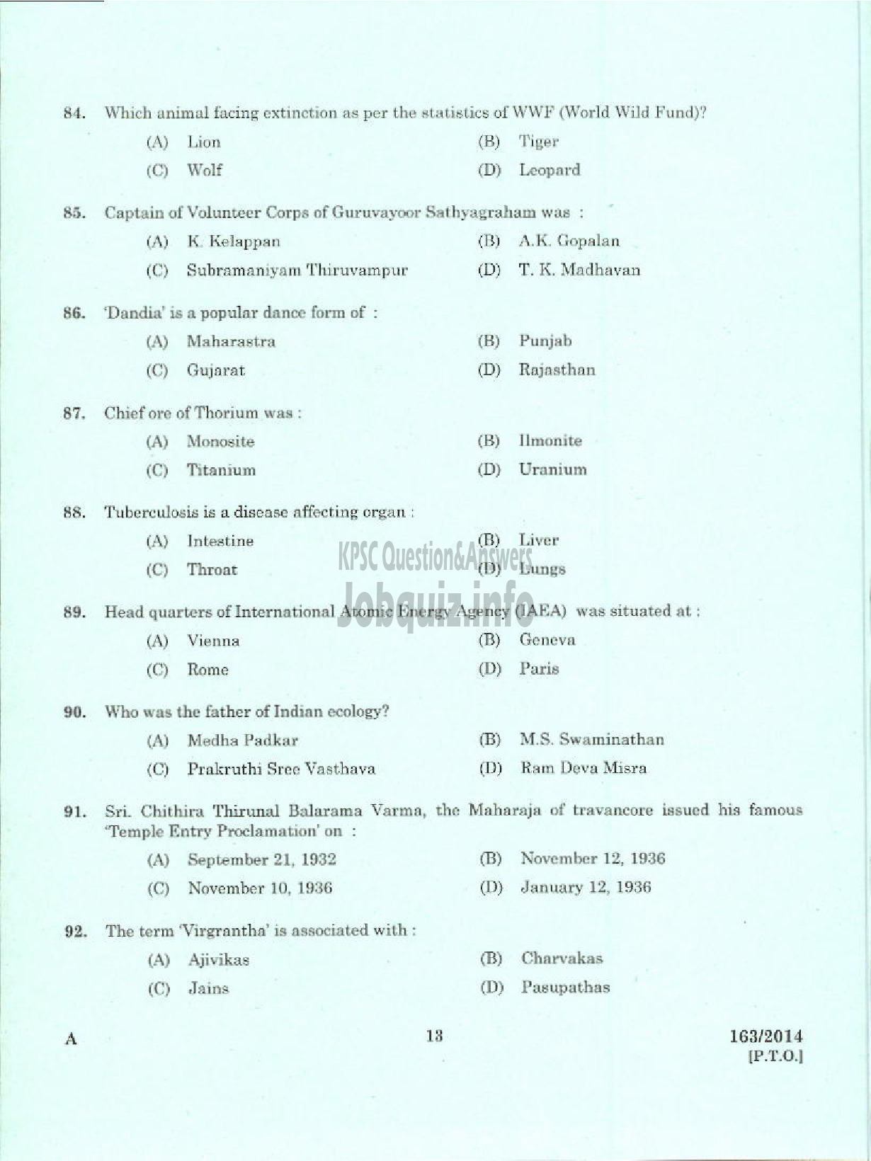 Kerala PSC Question Paper - COPY HOLDER PRINTING GOVT PRESS KTM-11