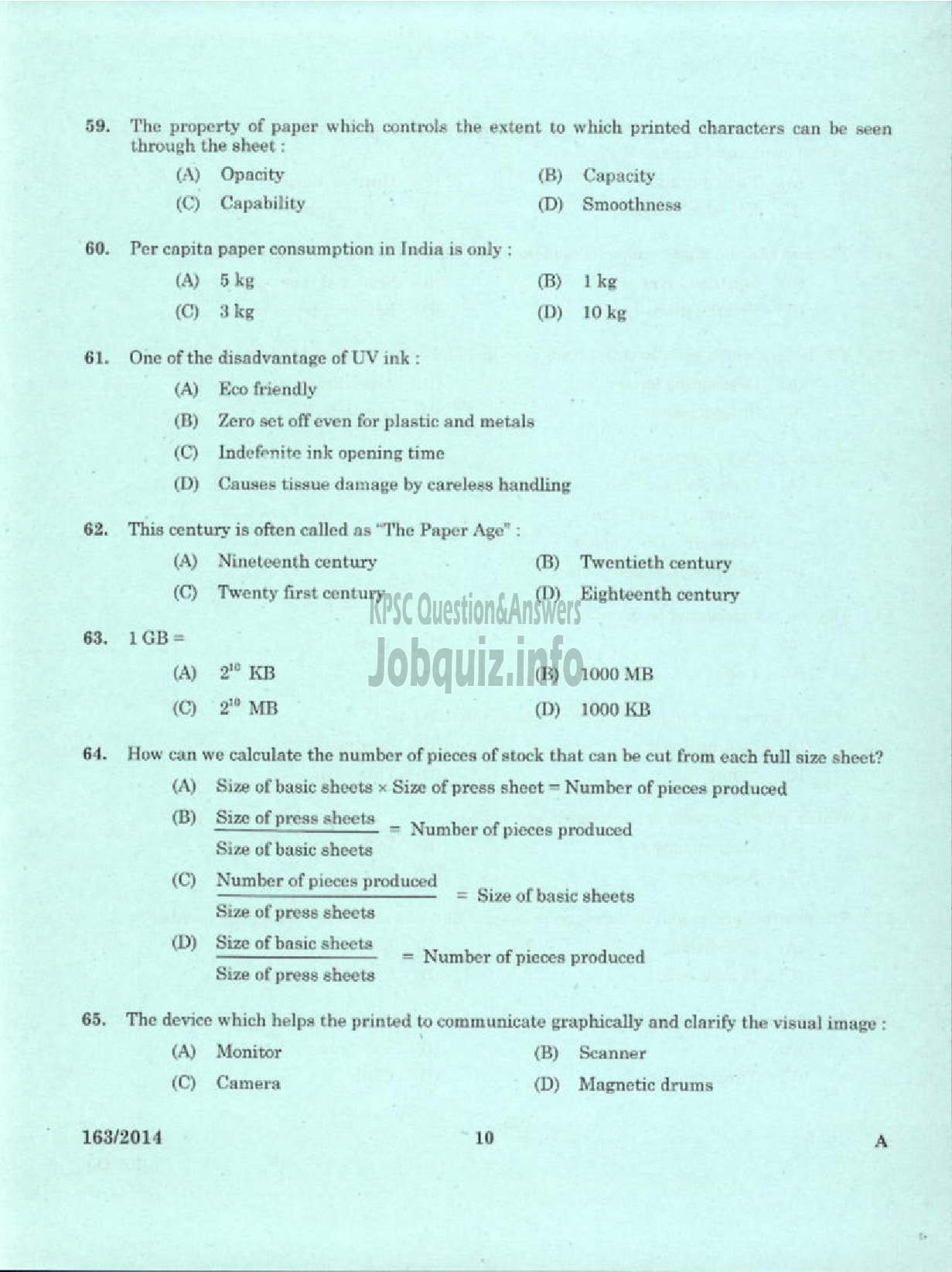 Kerala PSC Question Paper - COPY HOLDER PRINTING GOVT PRESS KTM-8