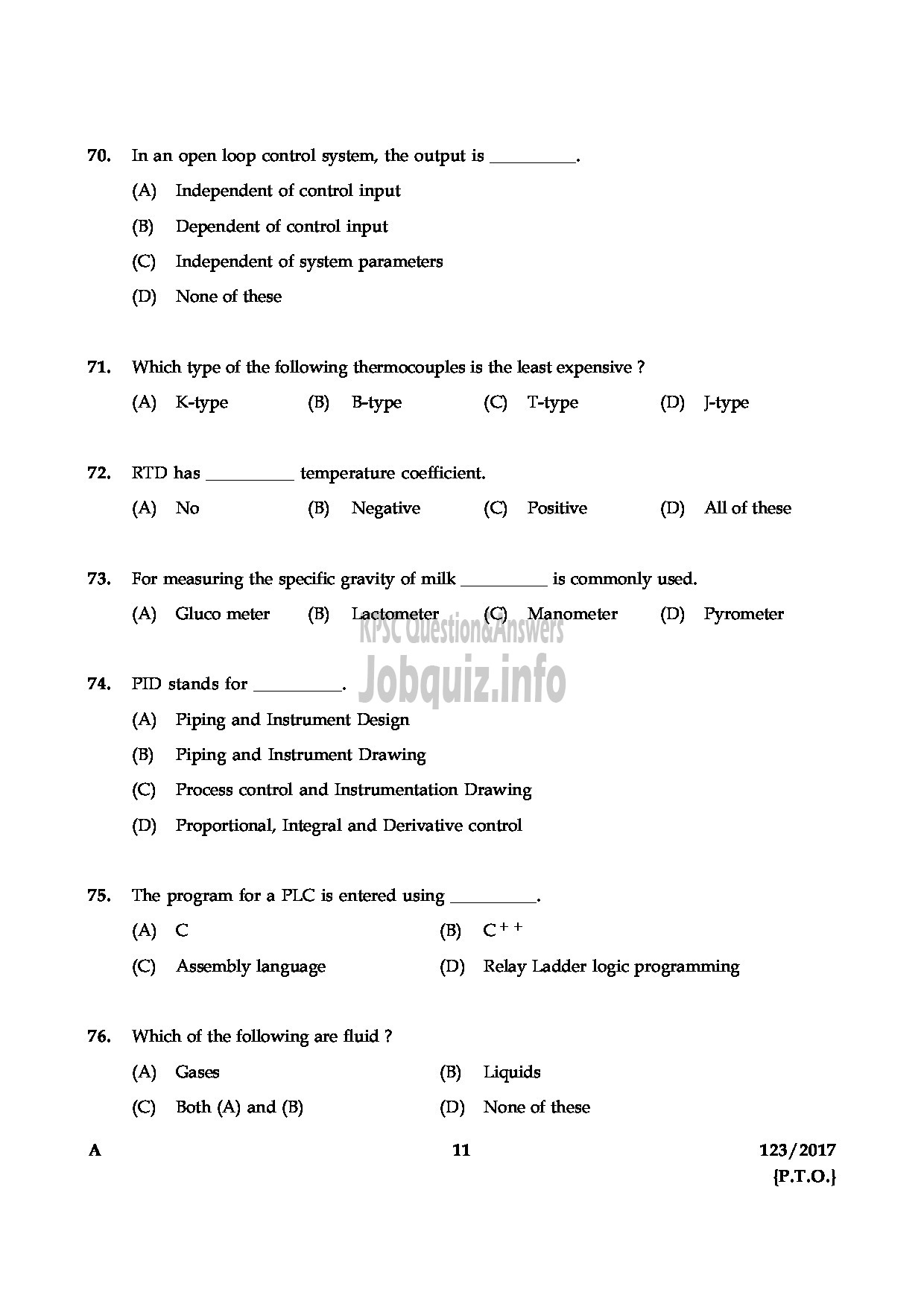 Kerala PSC Question Paper - CSR TECHNICIAN GRII MEDICAL EDUCATION-11