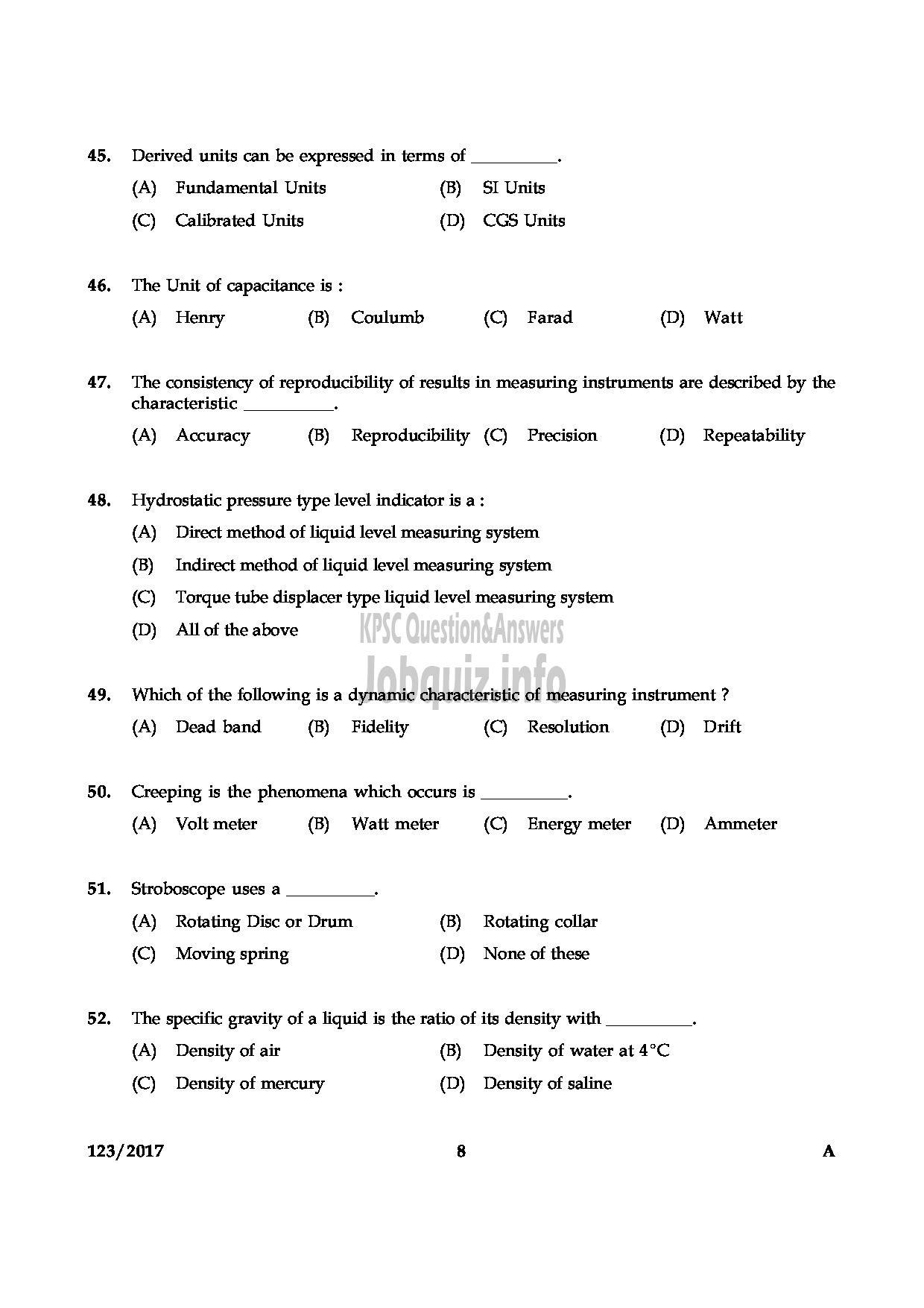 Kerala PSC Question Paper - CSR TECHNICIAN GRII MEDICAL EDUCATION-8