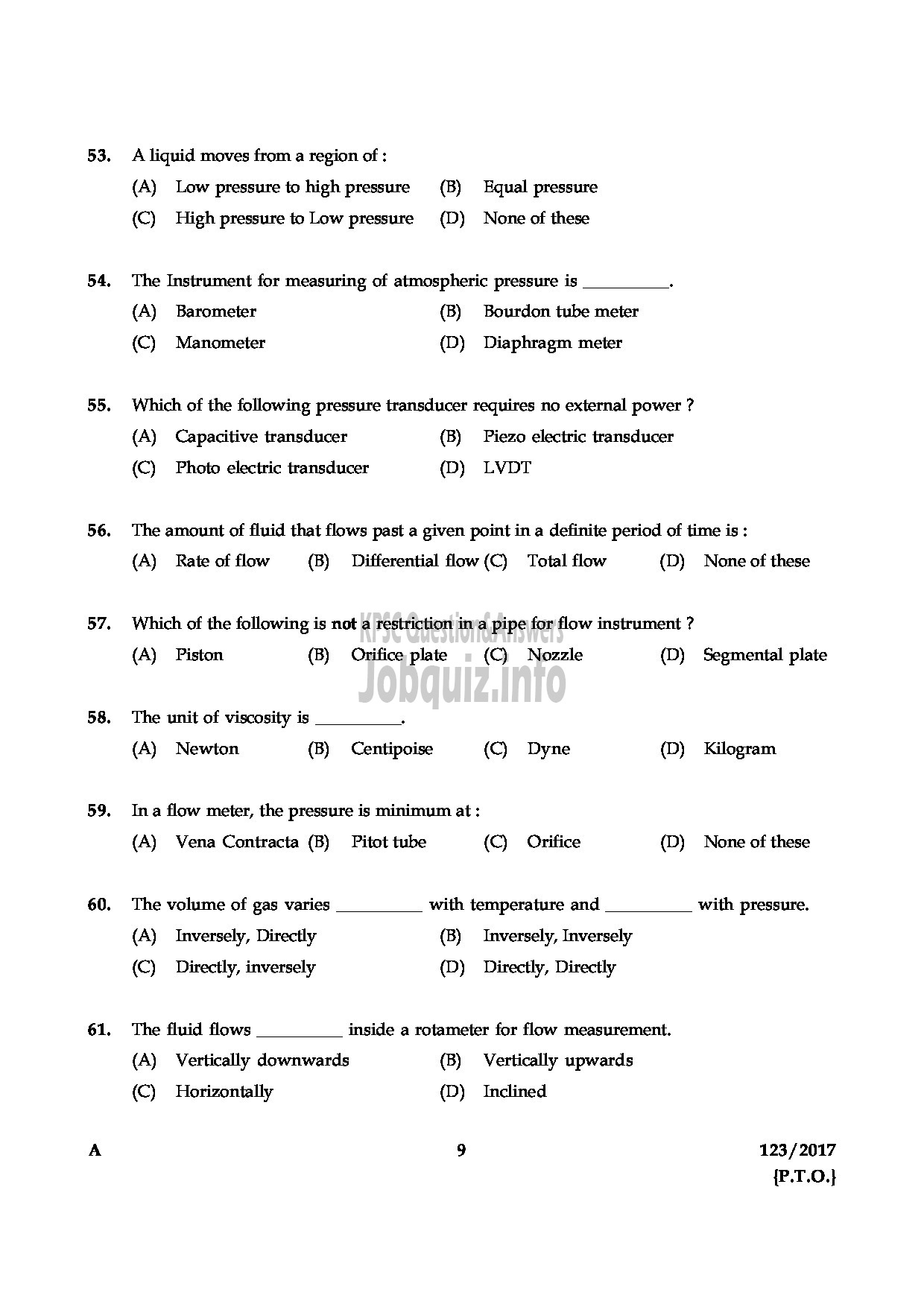 Kerala PSC Question Paper - CSR TECHNICIAN GRII MEDICAL EDUCATION-9