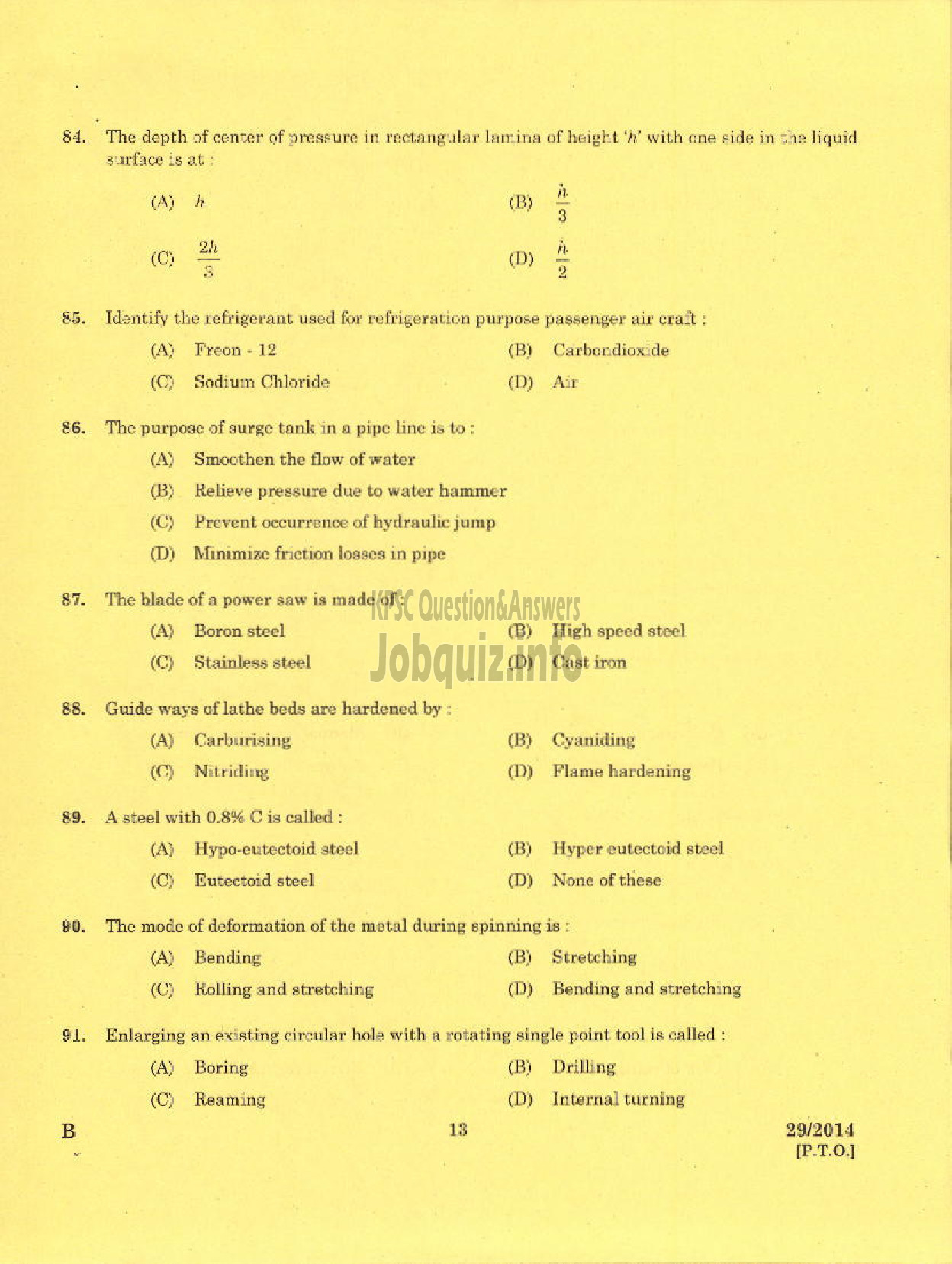 Kerala PSC Question Paper - CURATOR CUM DRAFTSMAN FOREST AND INDUSTRIES TRAVANCORE LTD-11