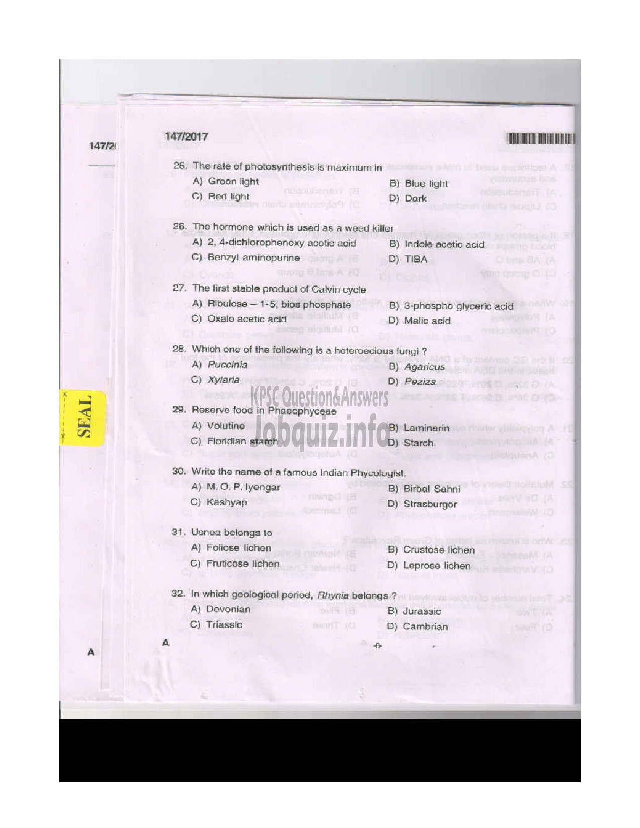 Kerala PSC Question Paper - CURATOR GR.II MUSEUMS AND ZOO-5