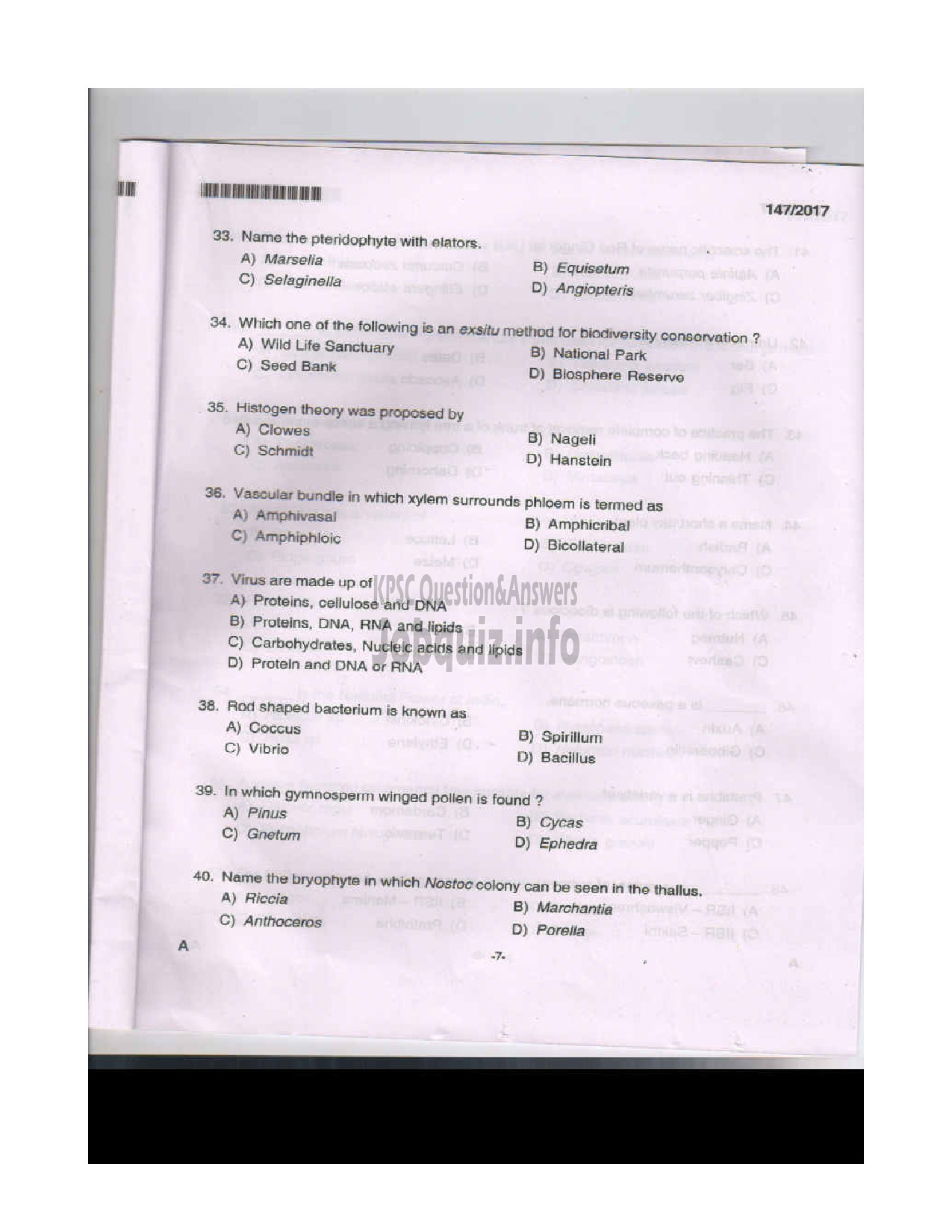 Kerala PSC Question Paper - CURATOR GR.II MUSEUMS AND ZOO-6