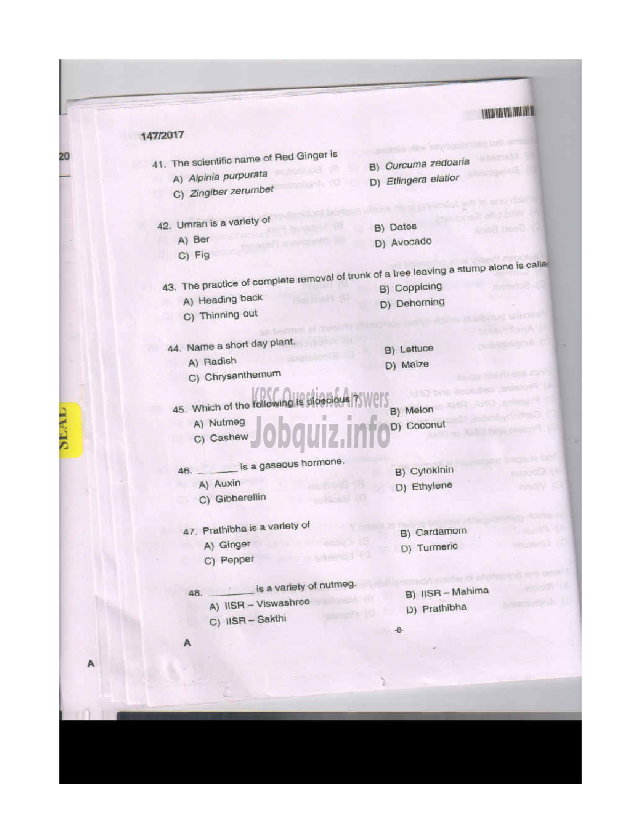 Kerala PSC Question Paper - CURATOR GR.II MUSEUMS AND ZOO-7