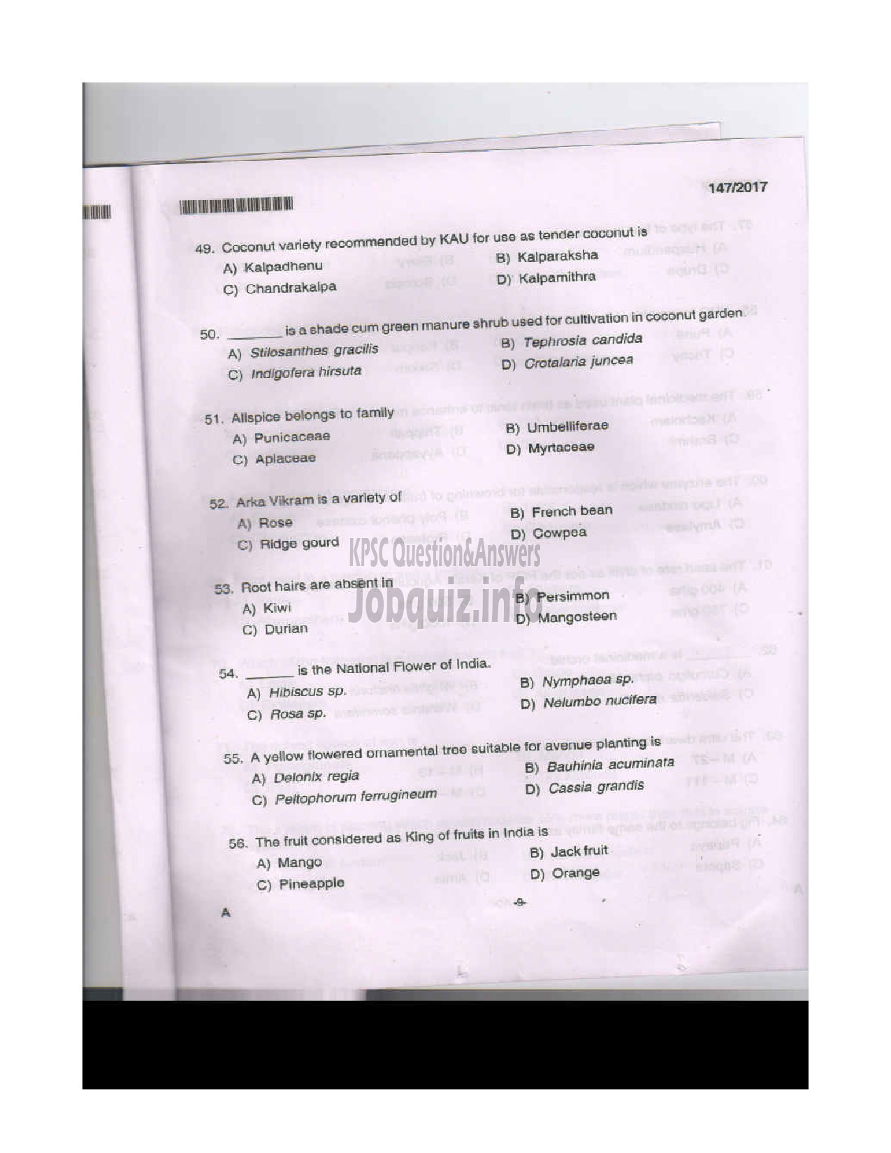 Kerala PSC Question Paper - CURATOR GR.II MUSEUMS AND ZOO-8