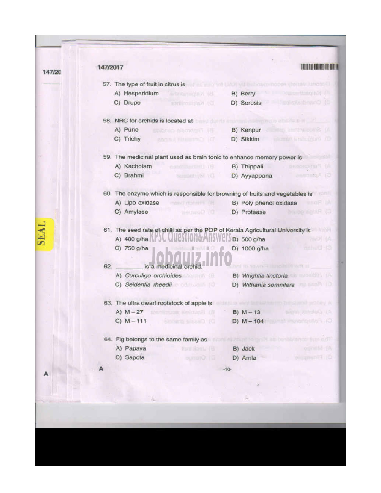 Kerala PSC Question Paper - CURATOR GR.II MUSEUMS AND ZOO-9