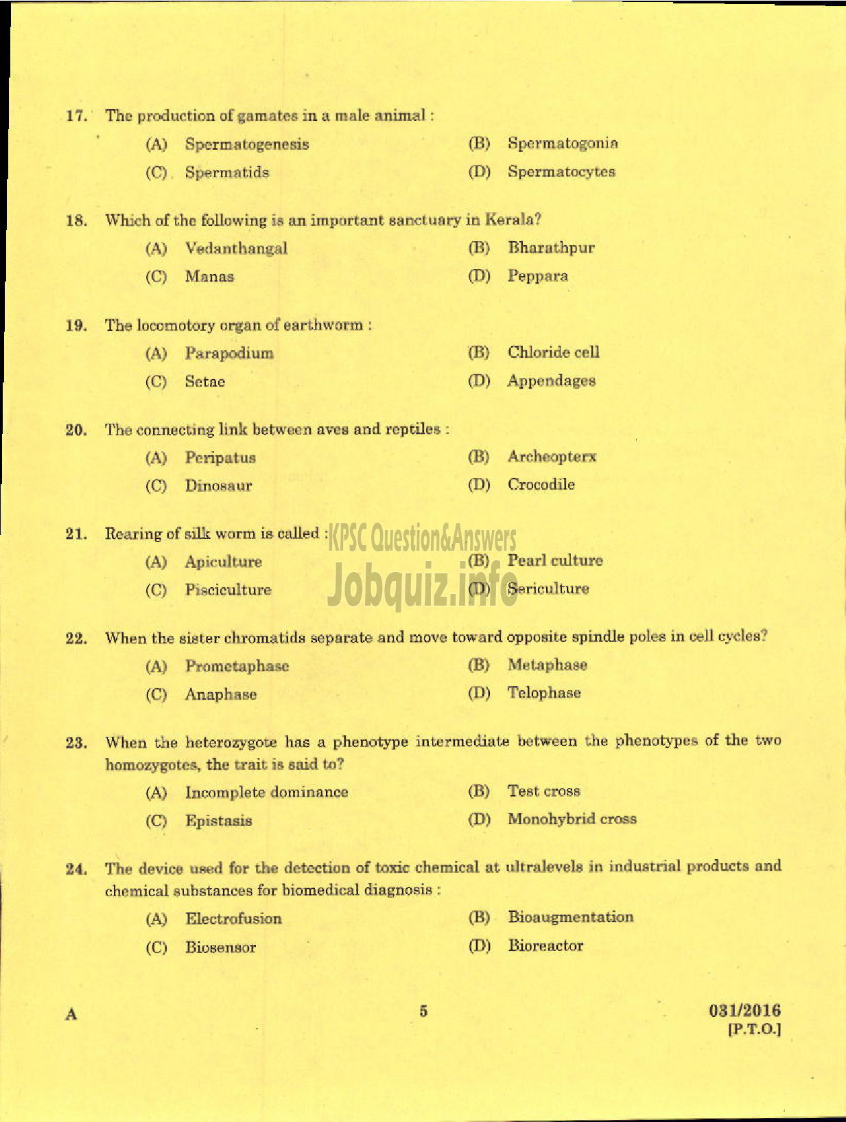 Kerala PSC Question Paper - CURATOR GR II ZOO MUSEUMS AND ZOOS-3