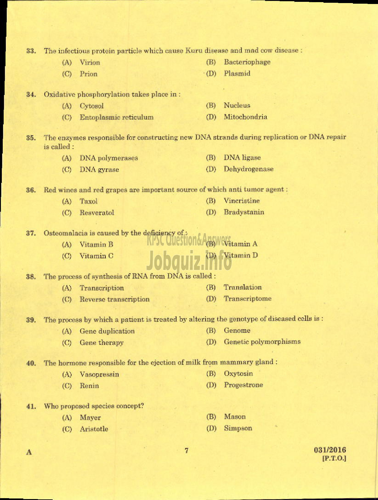 Kerala PSC Question Paper - CURATOR GR II ZOO MUSEUMS AND ZOOS-5