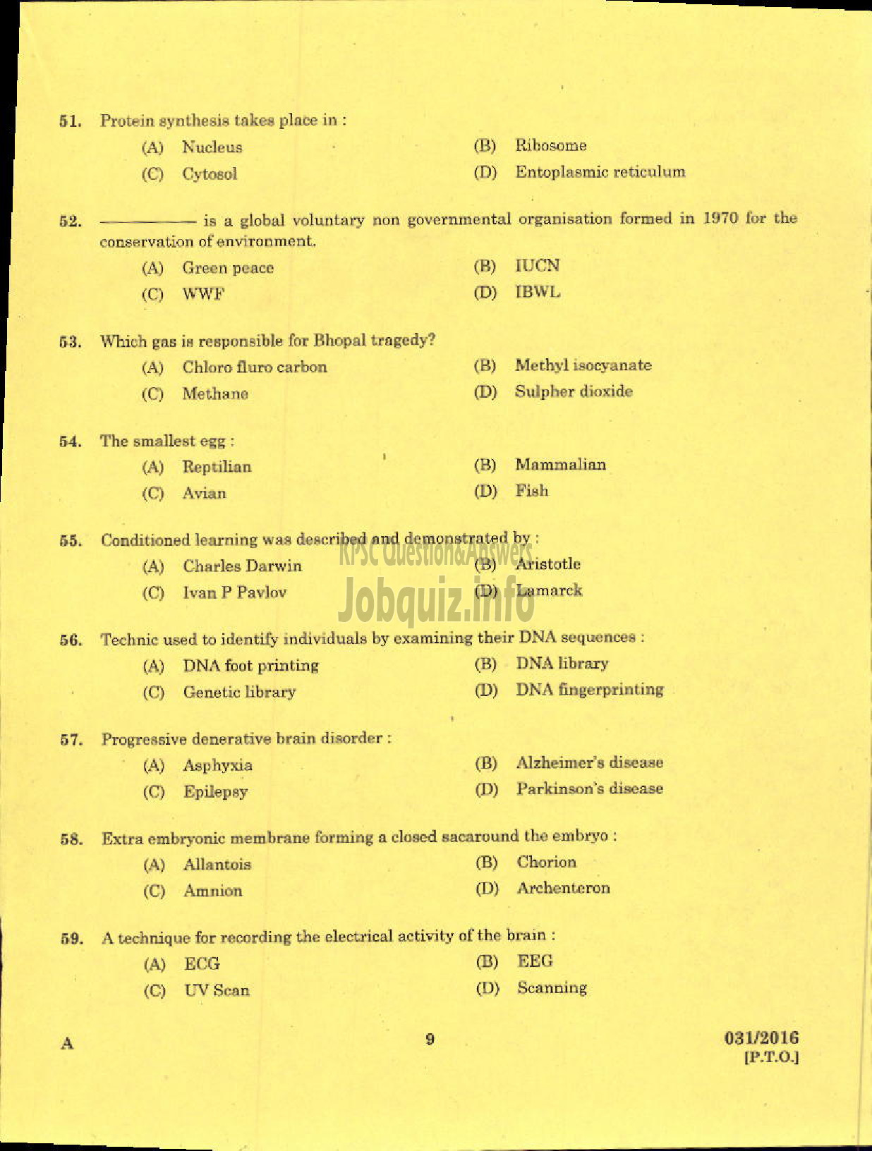 Kerala PSC Question Paper - CURATOR GR II ZOO MUSEUMS AND ZOOS-7