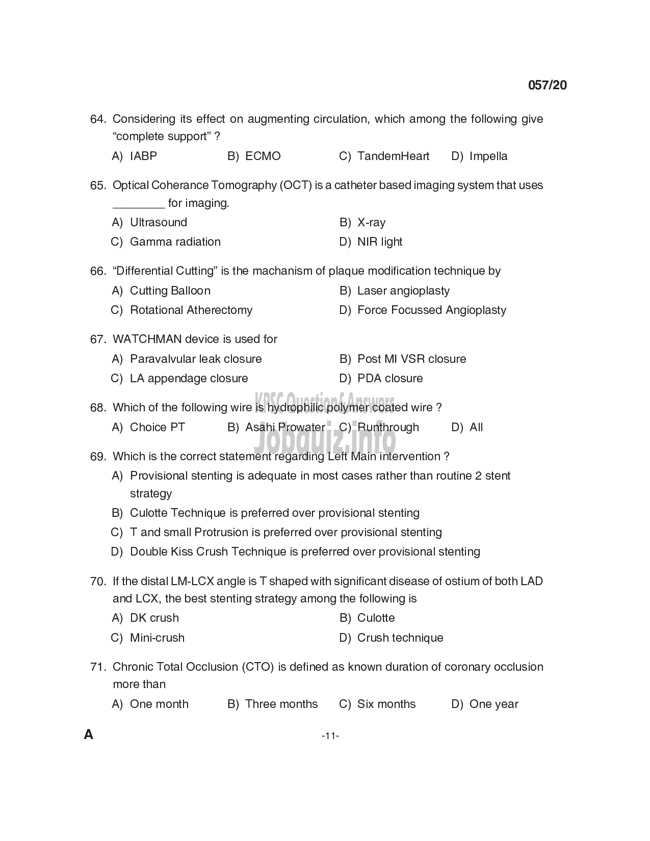 Cath Lab Technician Medical Education Page 10 Kerala PSC Question 