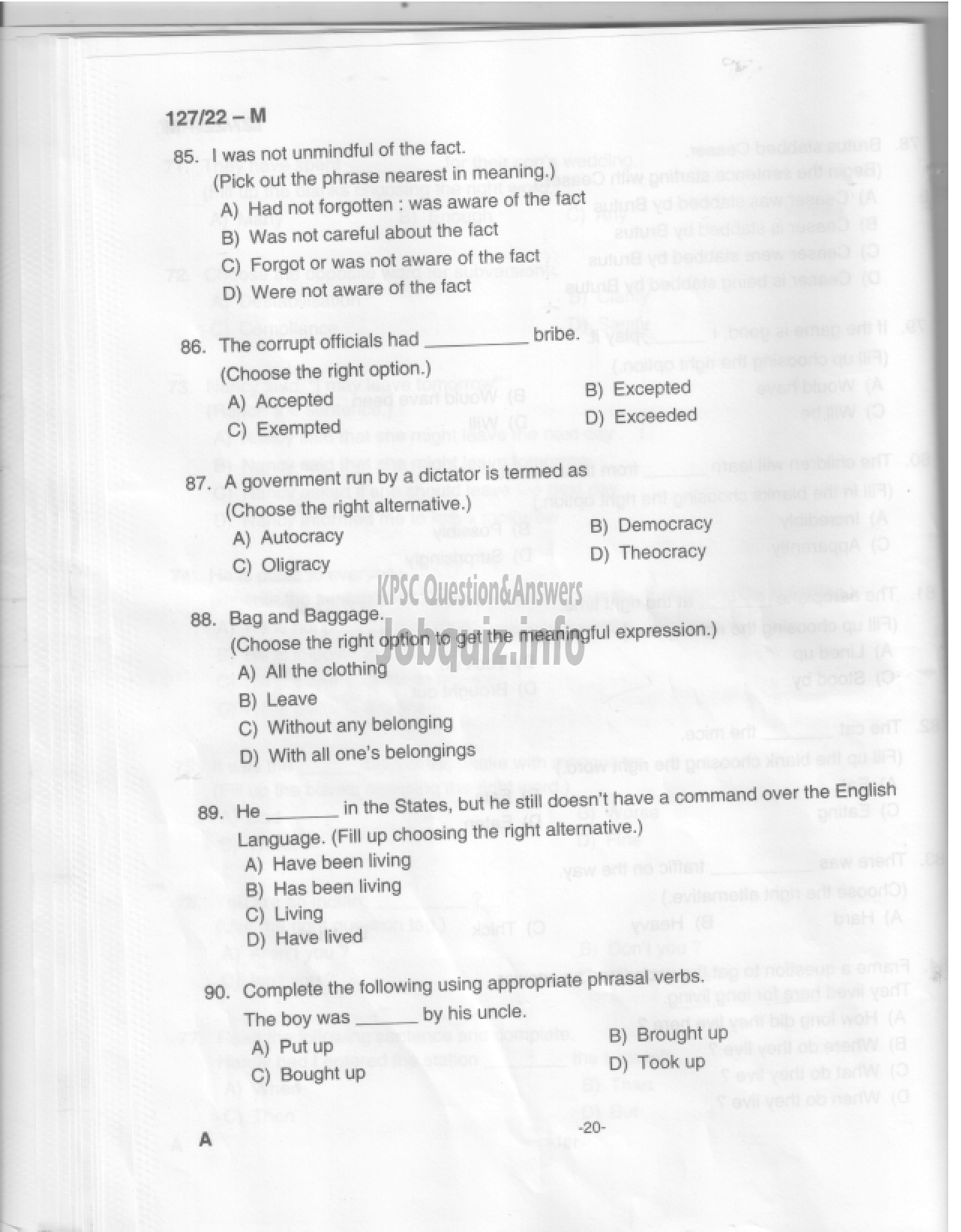 Kerala PSC Question Paper - Common Preliminary Examination 2022 (Graduate Level)- Stage III-21