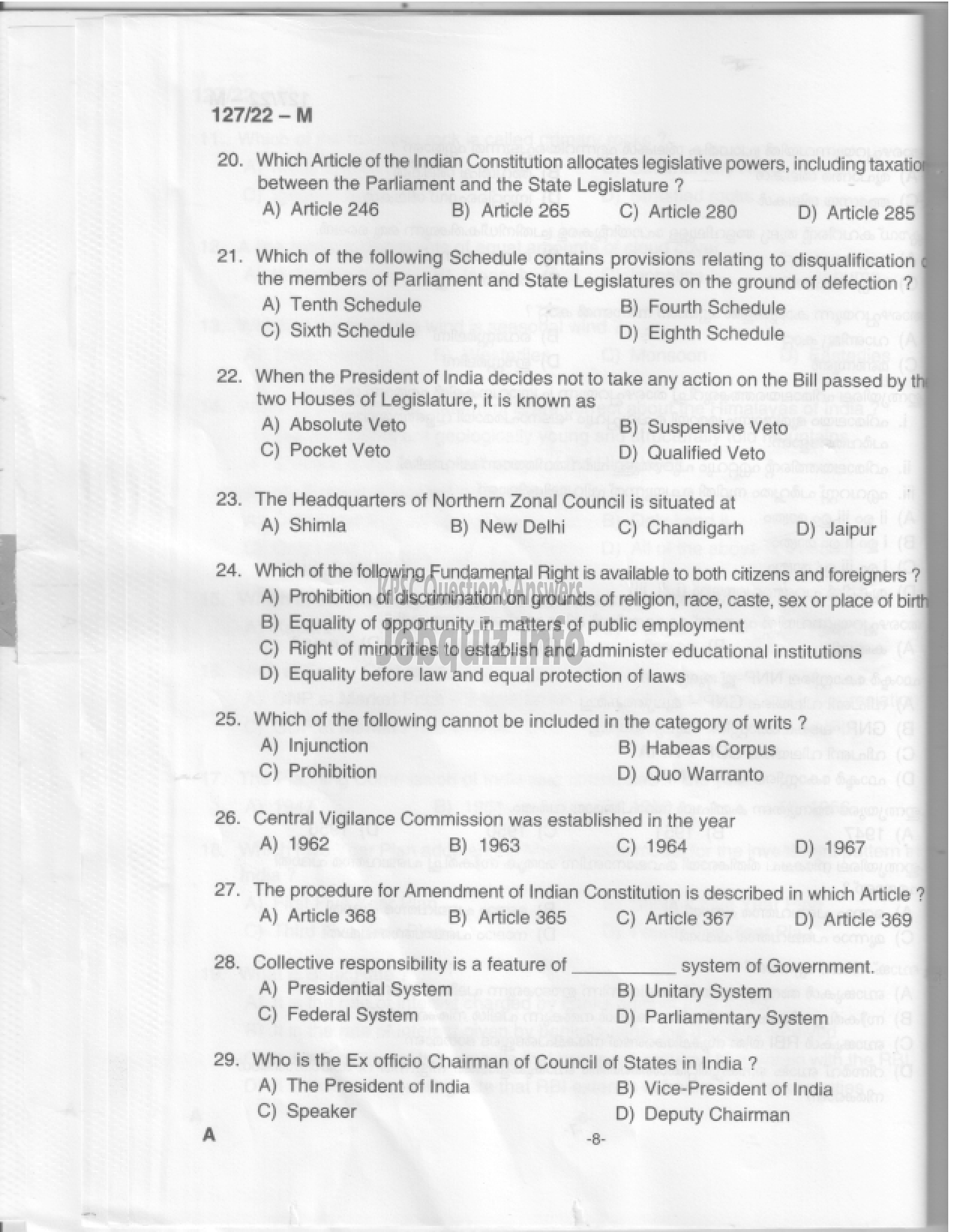 Kerala PSC Question Paper - Common Preliminary Examination 2022 (Graduate Level)- Stage III-9