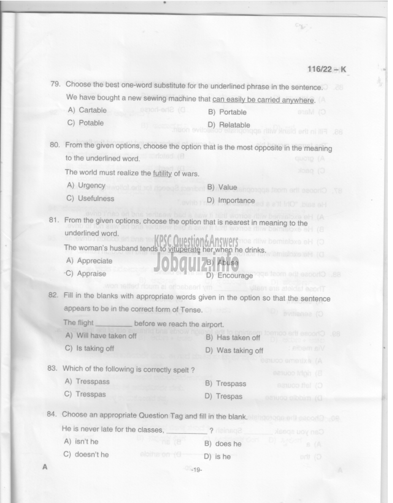 Kerala PSC Question Paper - Common Preliminary Examination 2022 (Graduate Level)- Stage II-18