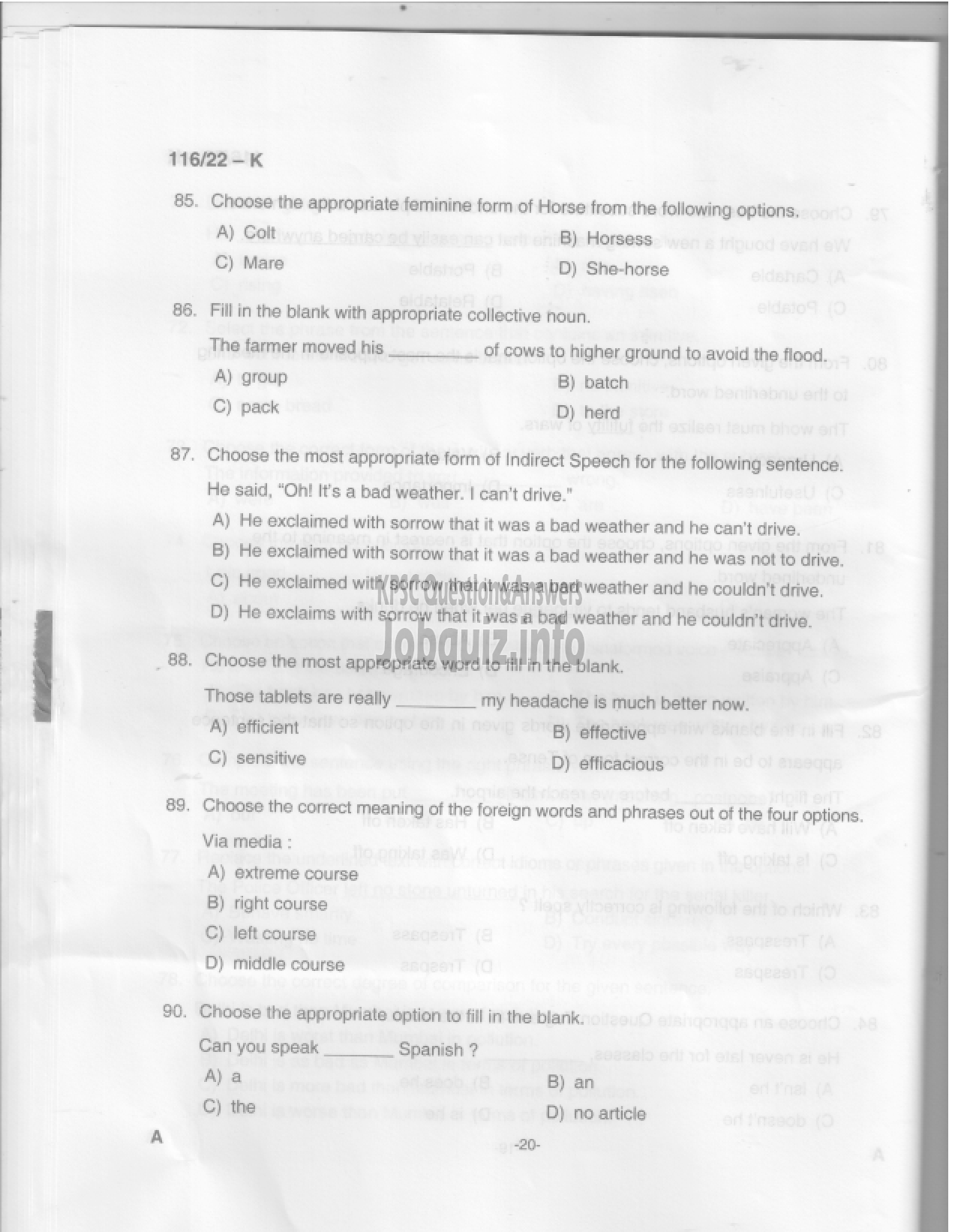 Kerala PSC Question Paper - Common Preliminary Examination 2022 (Graduate Level)- Stage II-19