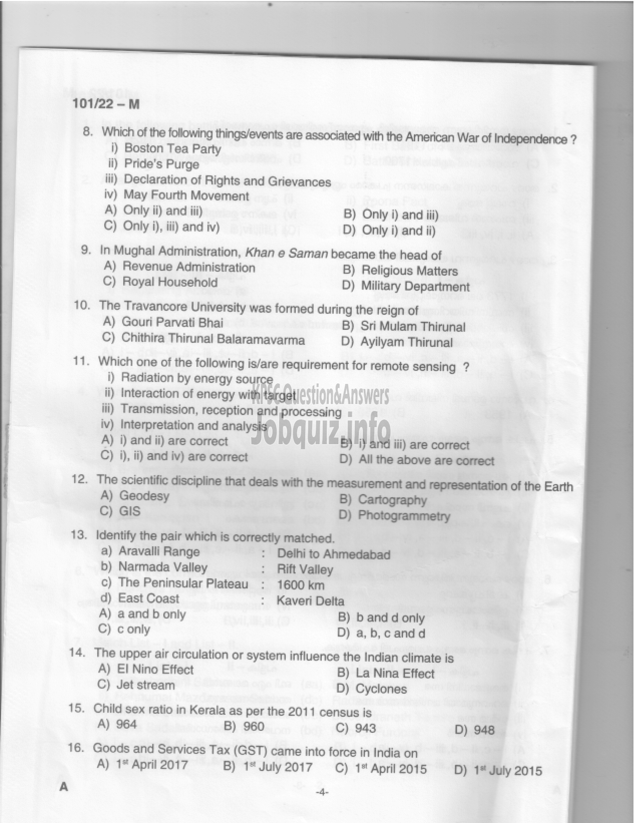 Kerala PSC Question Paper - Common Preliminary Examination 2022 (Graduate Level)- Stage I -3