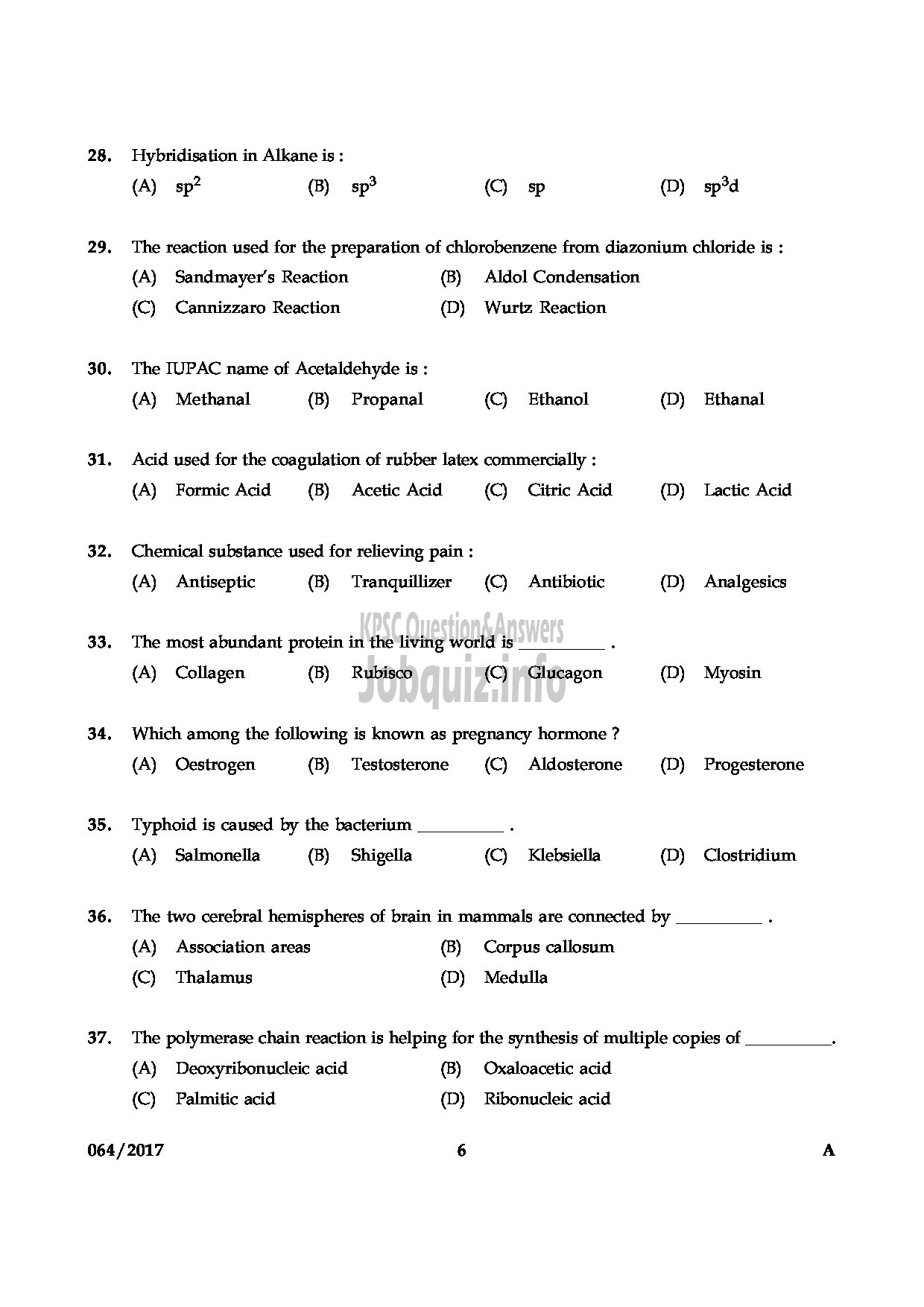 Kerala PSC Question Paper - DAIRY FARM INSTRUCTOR KERALA DAIRY DEVELOPMENT QUESTION PAPER-5