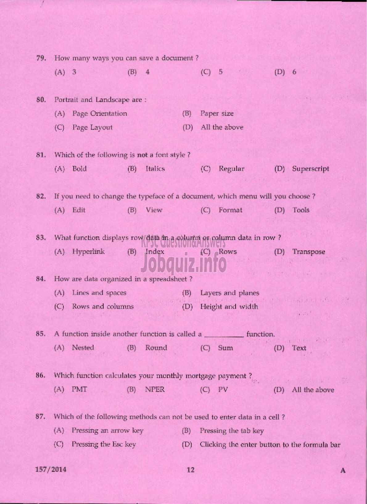 Kerala PSC Question Paper - DATA ENTRY OPERATOR APEX SOCIETIES OF CO OPERATIVE SECTOR IN KERALA / KERALA STATE CO OPERATIVE BANK LTDI / DCB-10