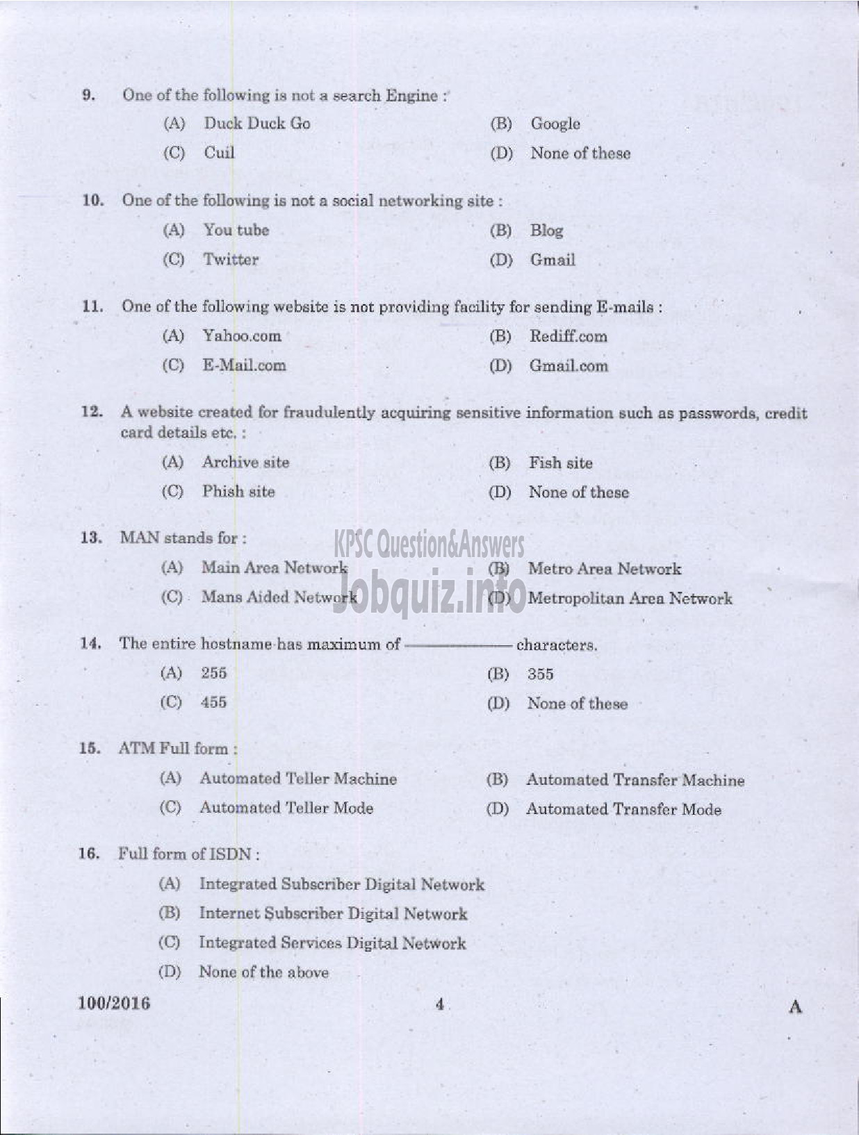 Kerala PSC Question Paper - DATA ENTRY OPERATOR DCB-2