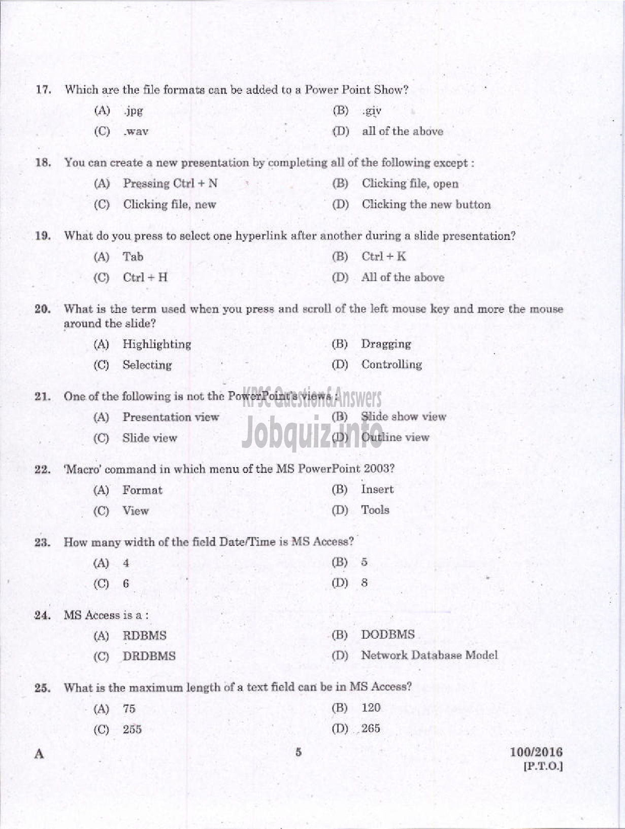 Kerala PSC Question Paper - DATA ENTRY OPERATOR DCB-3