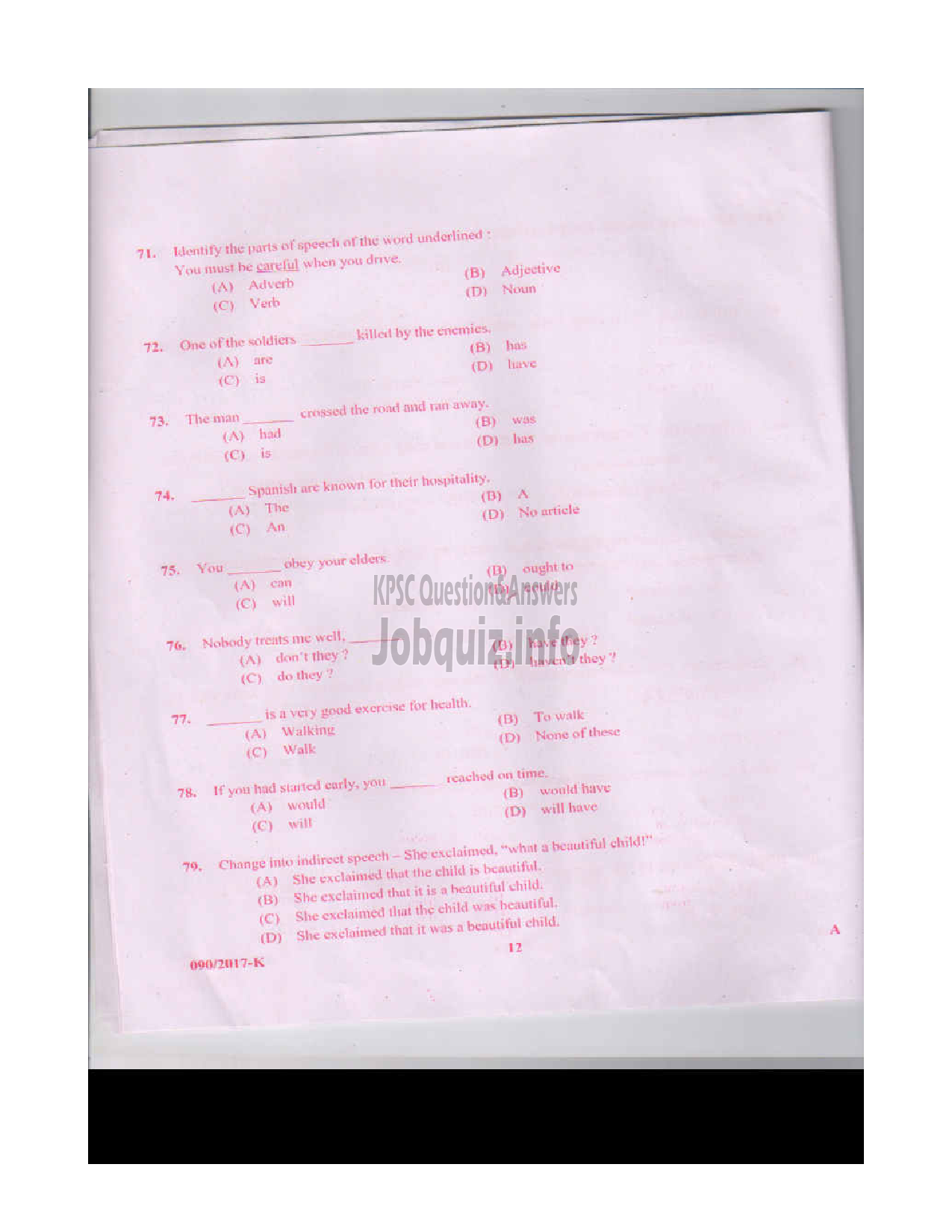 Kerala PSC Question Paper - DCLERK VARIOUS BY TRANSFER KANNADA/ENGLISH-11