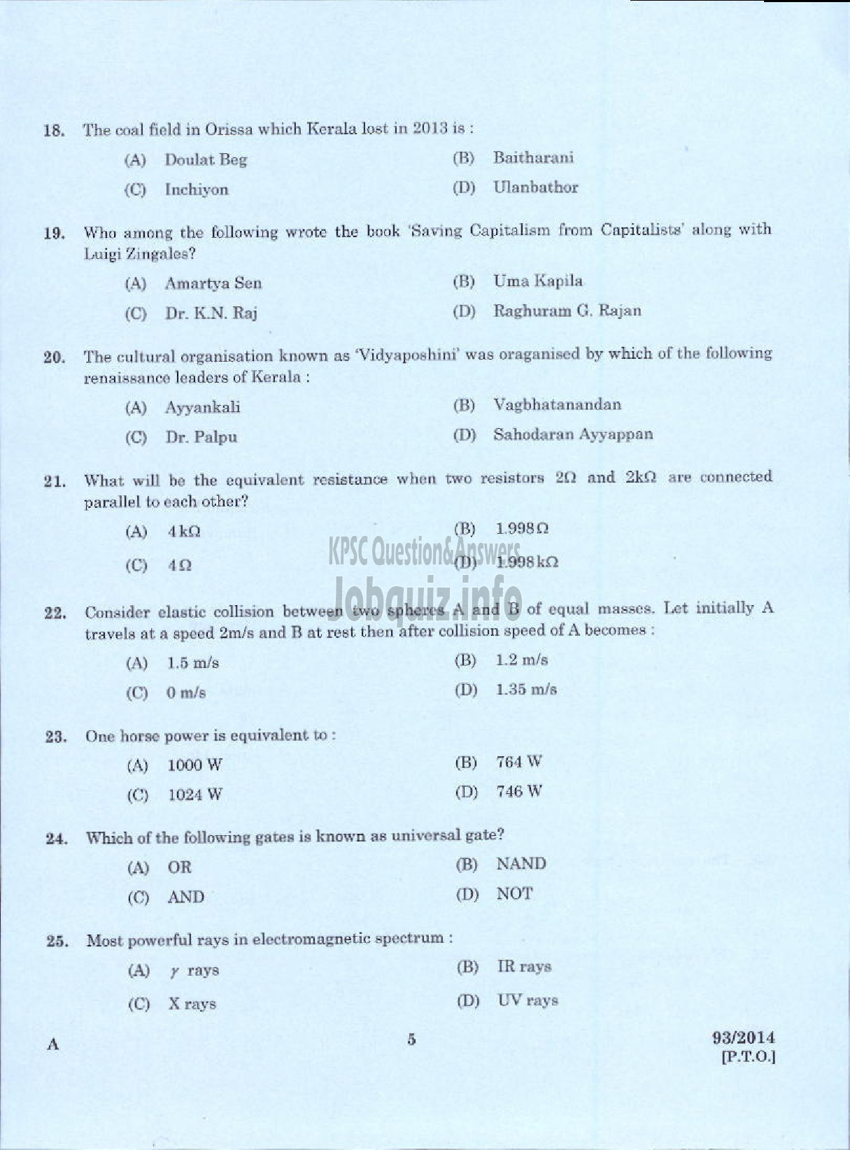 Kerala PSC Question Paper - DEMONSTRATOR IN TOOL AND DIE ENGINEERING TECHNICAL EDUCATION DEPARTMENT-3