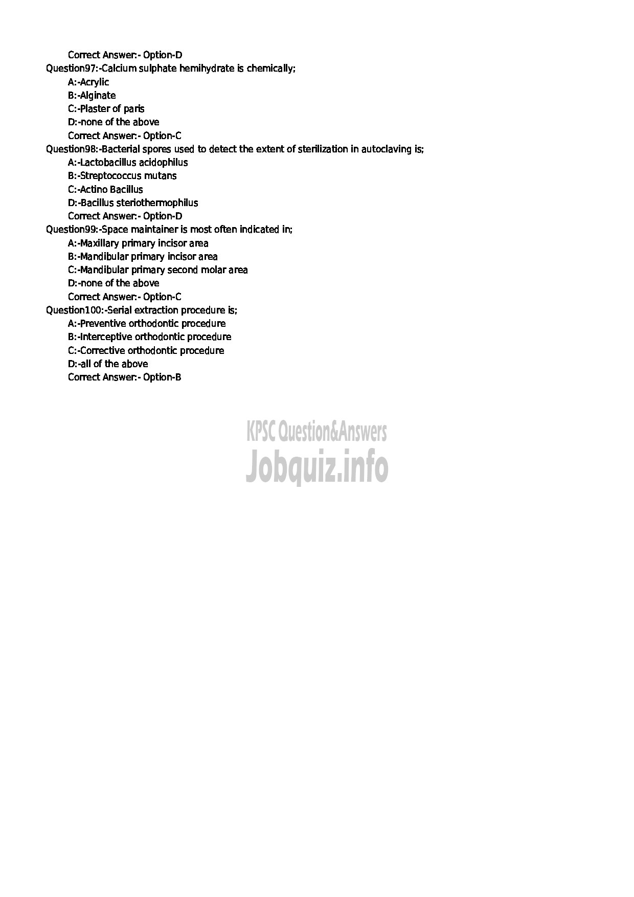 Kerala PSC Question Paper - DENTAL HYGIENIST GR II MEDICAL EDUCATION-11