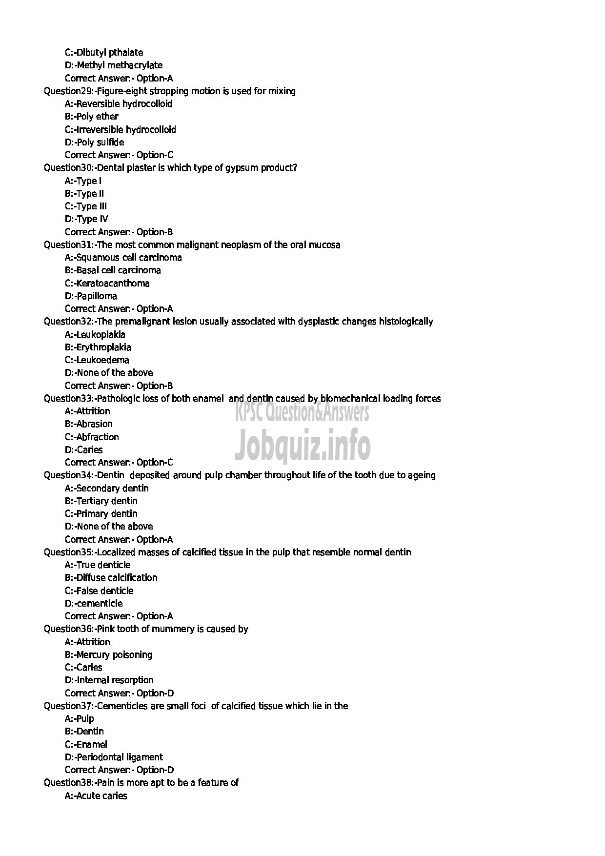 Kerala PSC Question Paper - DENTAL HYGIENIST GR II MEDICAL EDUCATION-4