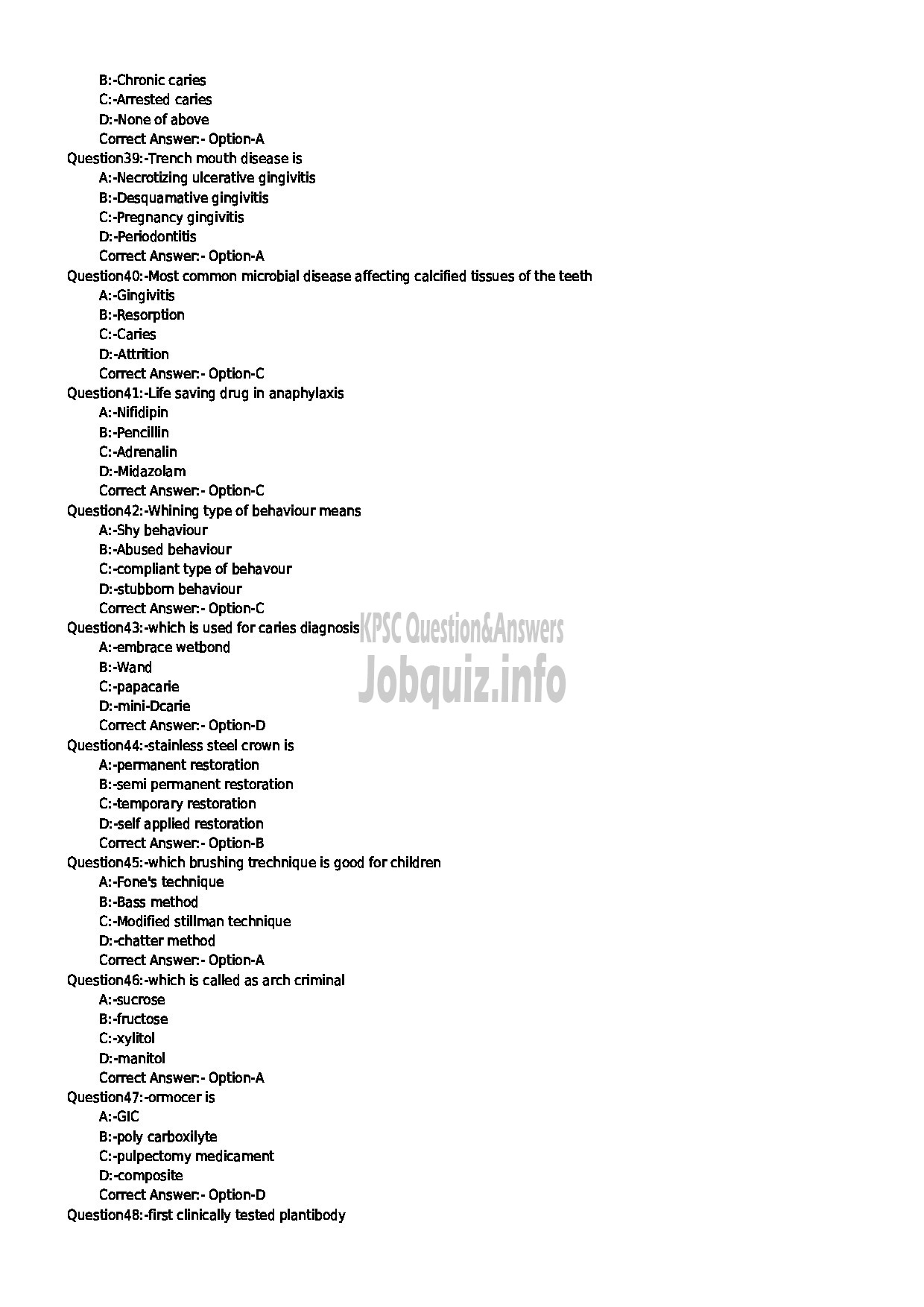 Kerala PSC Question Paper - DENTAL HYGIENIST GR II MEDICAL EDUCATION-5