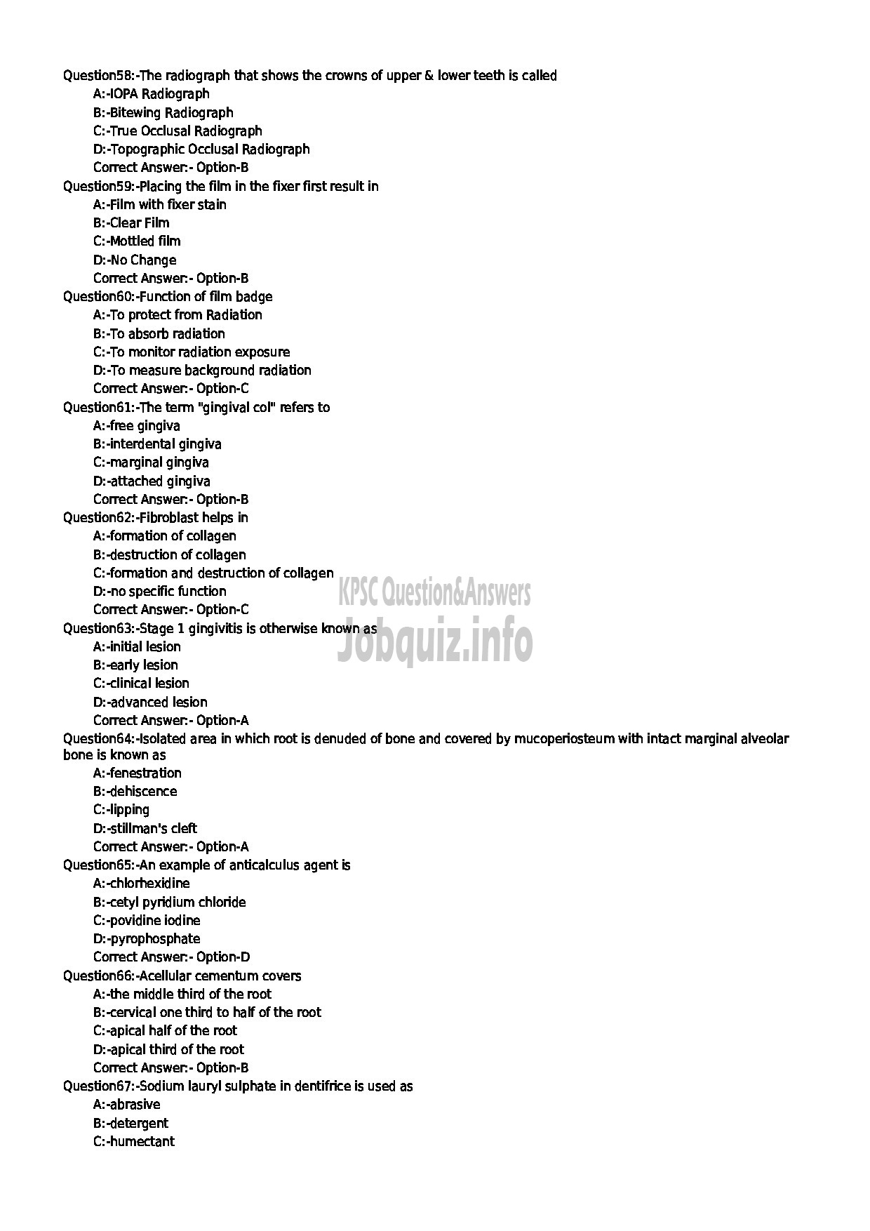 Kerala PSC Question Paper - DENTAL HYGIENIST GR II MEDICAL EDUCATION-7