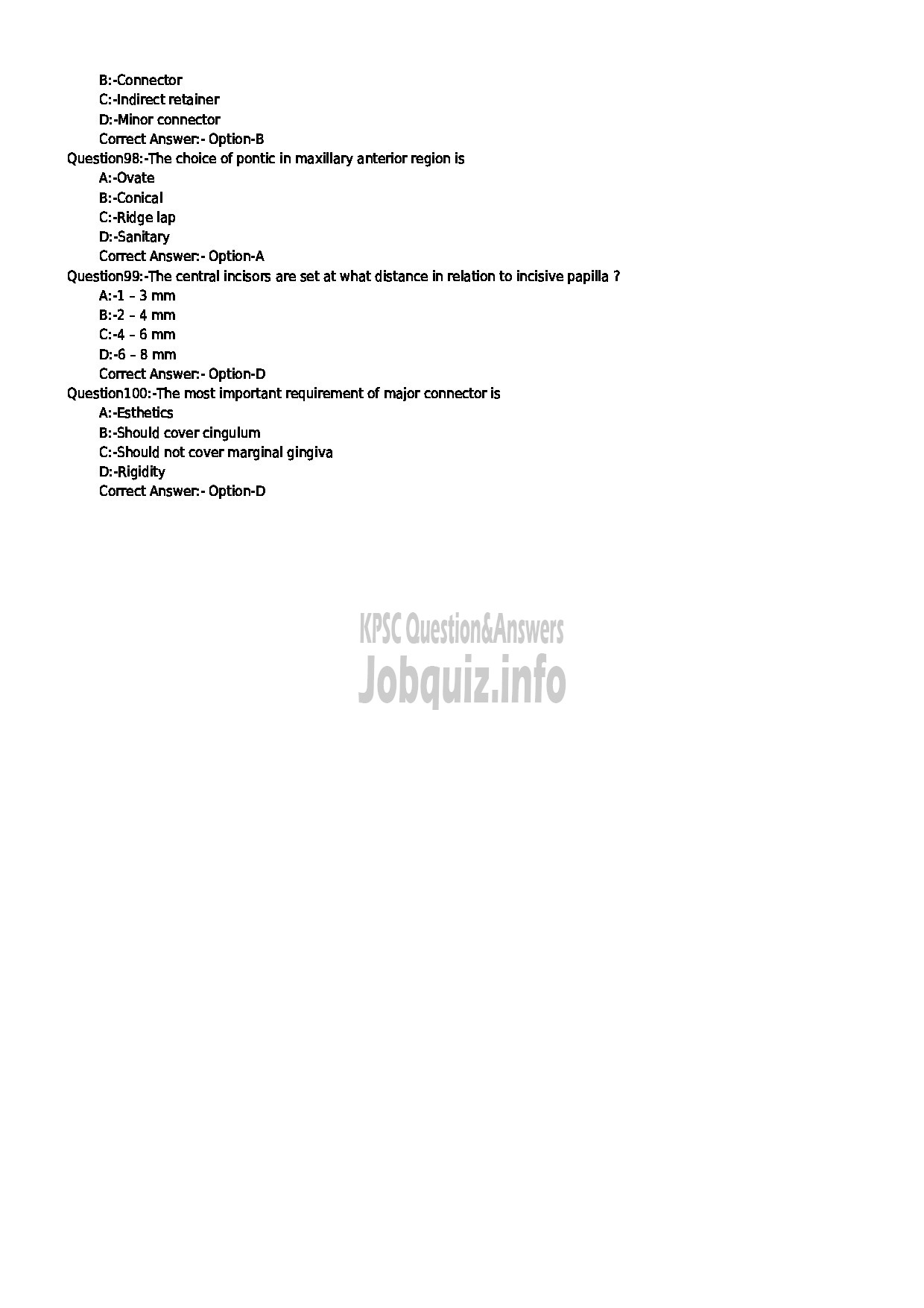 Kerala PSC Question Paper - DENTAL MECHANIC GR II HEALTH SERVICES-11