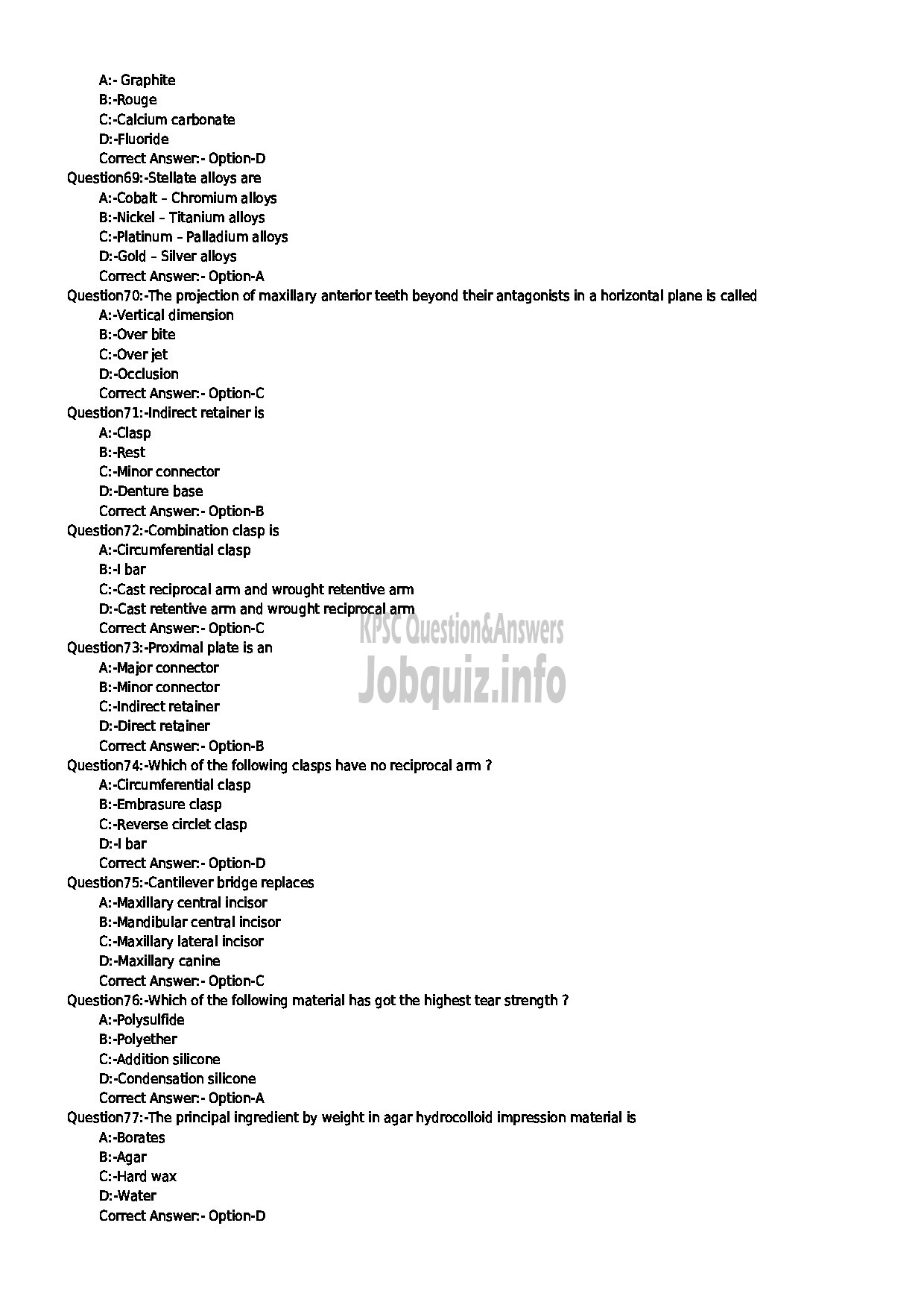 Kerala PSC Question Paper - DENTAL MECHANIC GR II HEALTH SERVICES-8