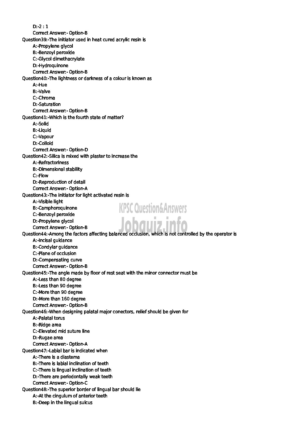 Kerala PSC Question Paper - DENTAL MECHANIC GR II HEALTH SERVICES-5