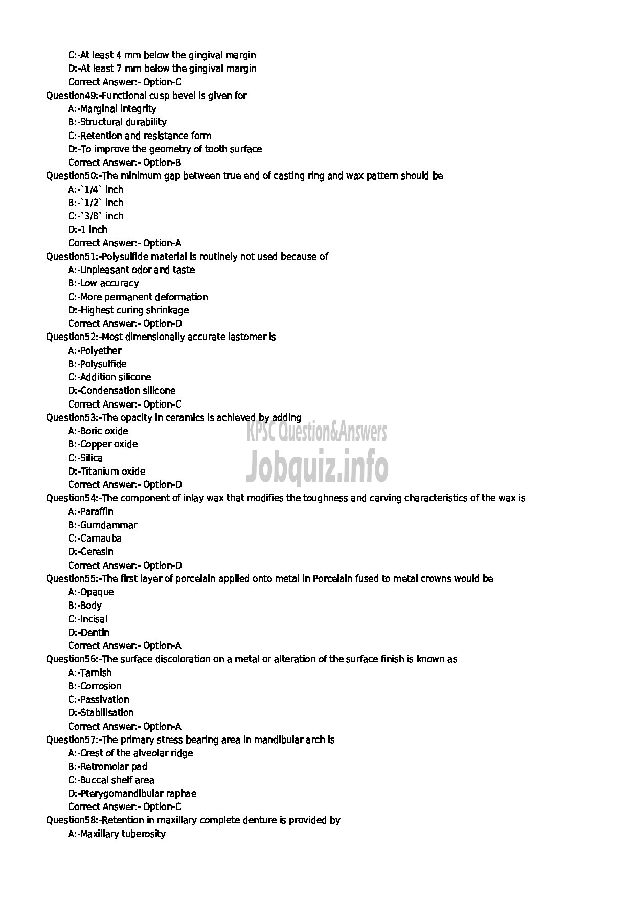 Kerala PSC Question Paper - DENTAL MECHANIC GR II HEALTH SERVICES-6