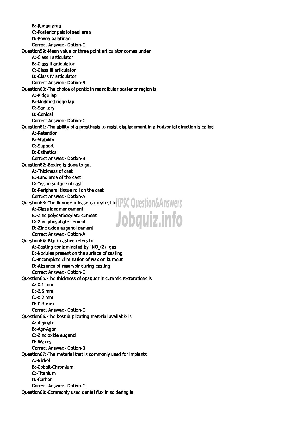 Kerala PSC Question Paper - DENTAL MECHANIC GR II HEALTH SERVICES-7