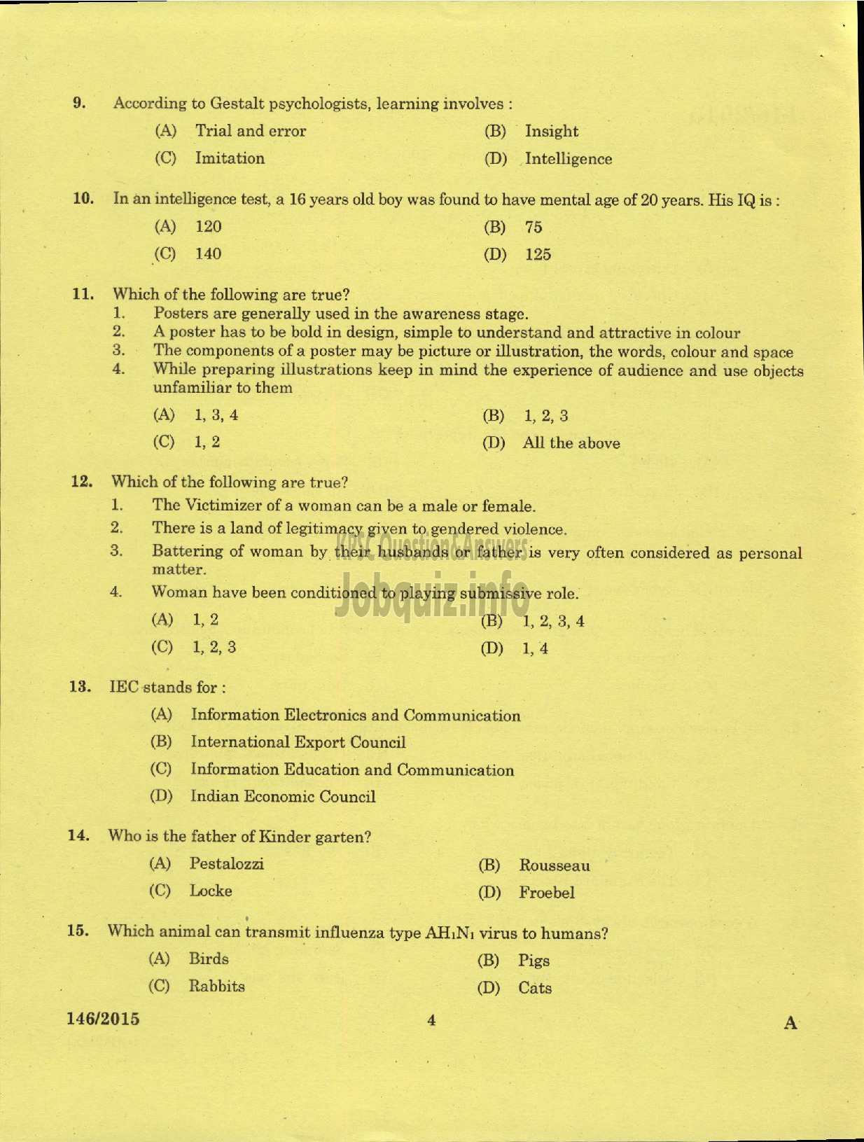 Kerala PSC Question Paper - DEPUTY DISTRICT EDUCATION MEDIA OFFICER HEALTH SERVICES-2