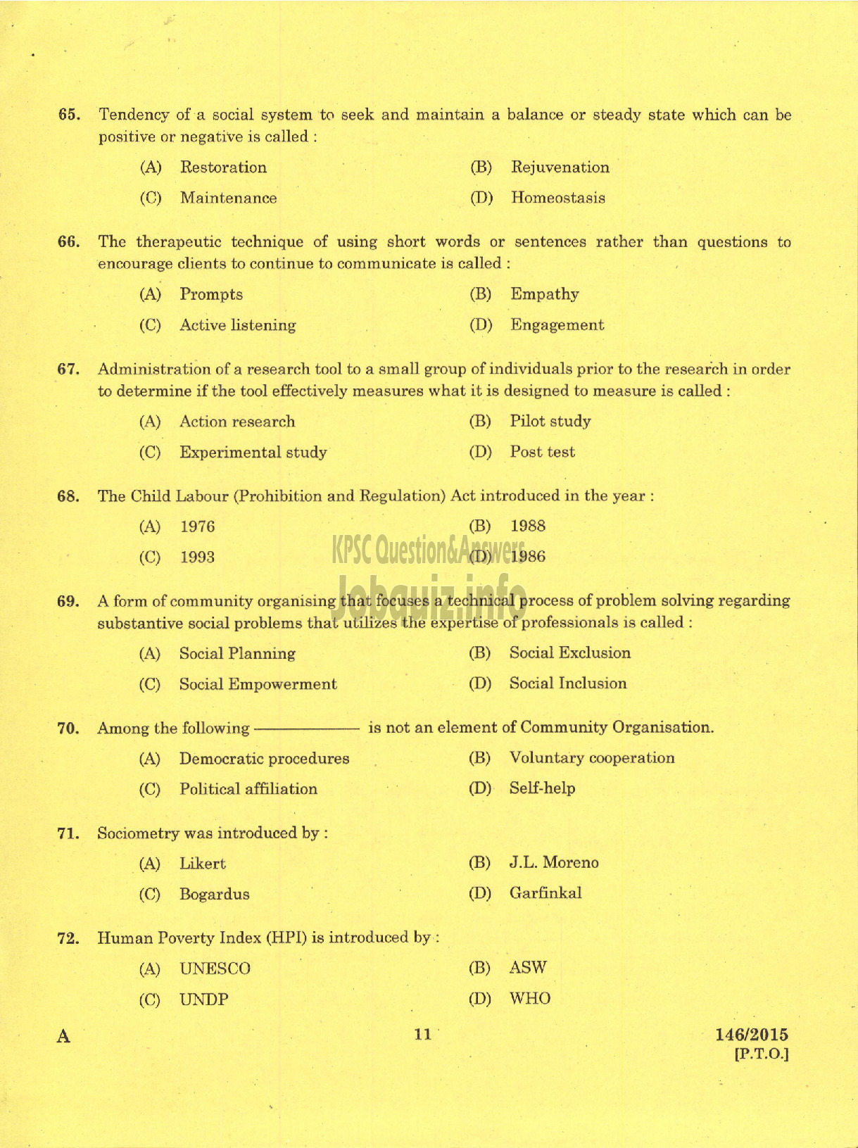 Kerala PSC Question Paper - DEPUTY DISTRICT EDUCATION MEDIA OFFICER HEALTH SERVICES-9