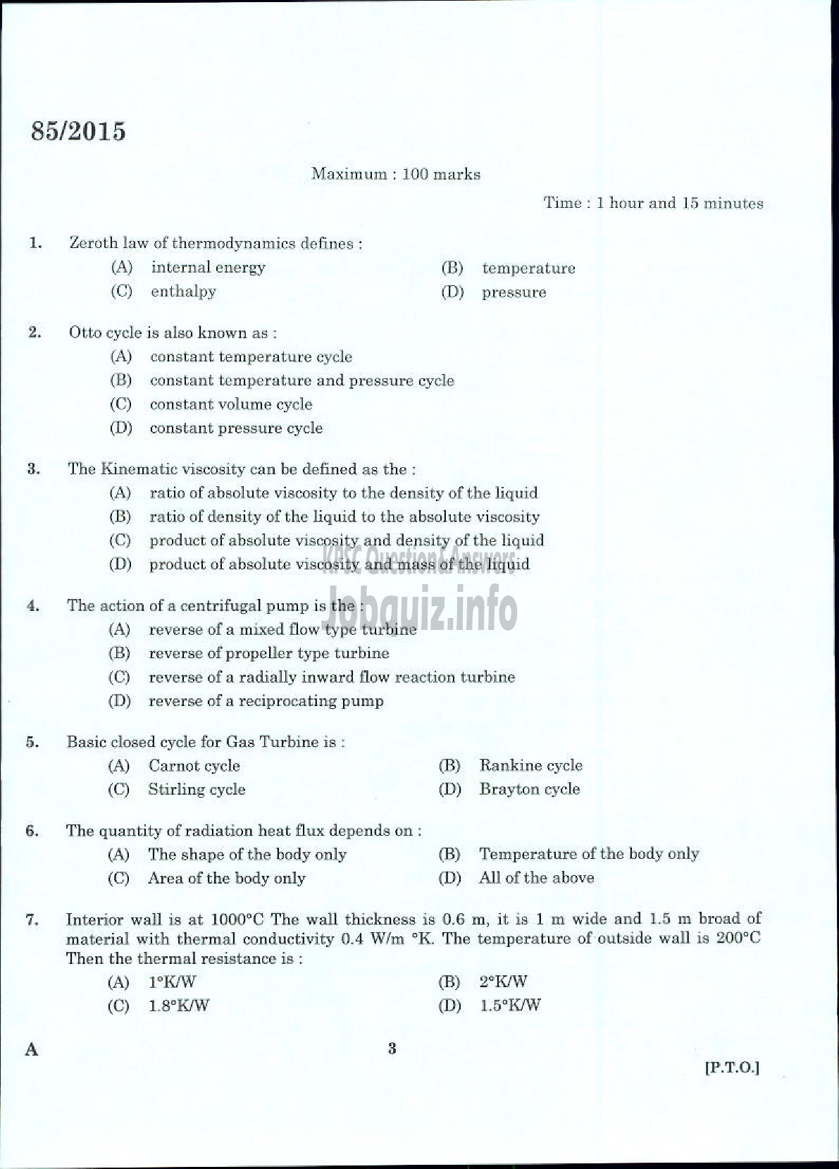 Kerala PSC Question Paper - DEPUTY ENGINEER GENERAL AND SOCIETY CATEGORY KERALA CO OPERATIVE MILK MARKETING FEDERATION LTD-1