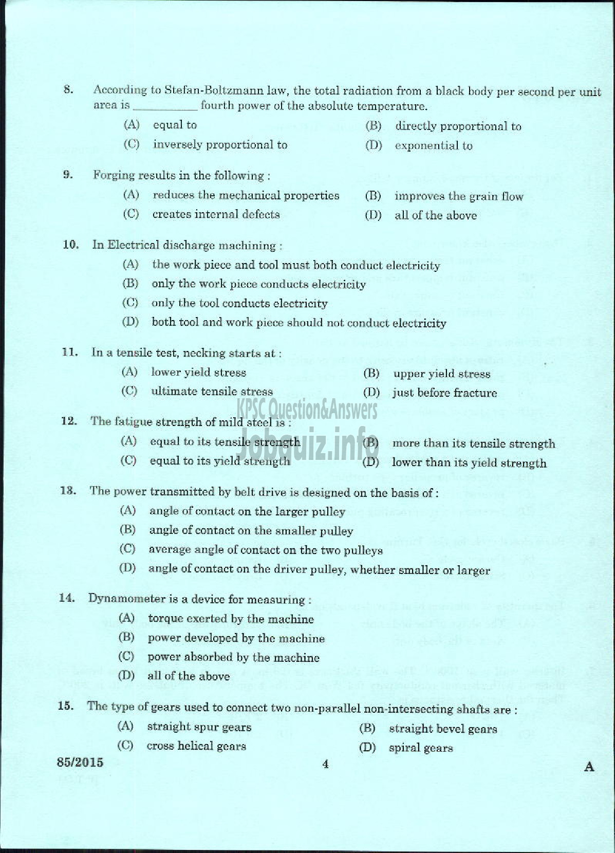 Kerala PSC Question Paper - DEPUTY ENGINEER GENERAL AND SOCIETY CATEGORY KERALA CO OPERATIVE MILK MARKETING FEDERATION LTD-2