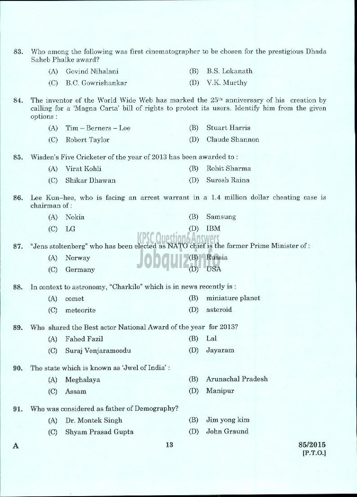 Kerala PSC Question Paper - DEPUTY ENGINEER GENERAL AND SOCIETY CATEGORY KERALA CO OPERATIVE MILK MARKETING FEDERATION LTD-11