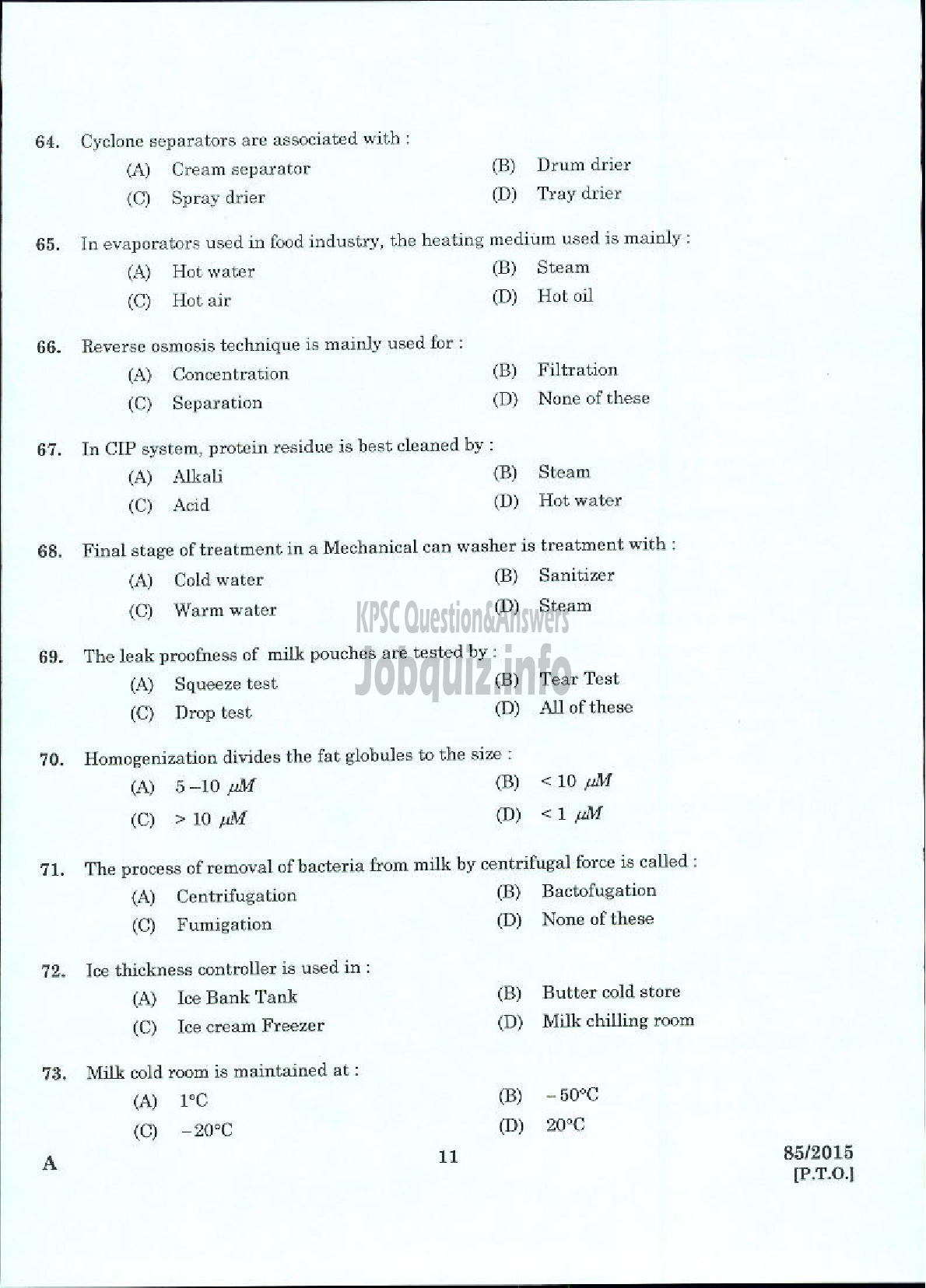 Kerala PSC Question Paper - DEPUTY ENGINEER GENERAL AND SOCIETY CATEGORY KERALA CO OPERATIVE MILK MARKETING FEDERATION LTD-9