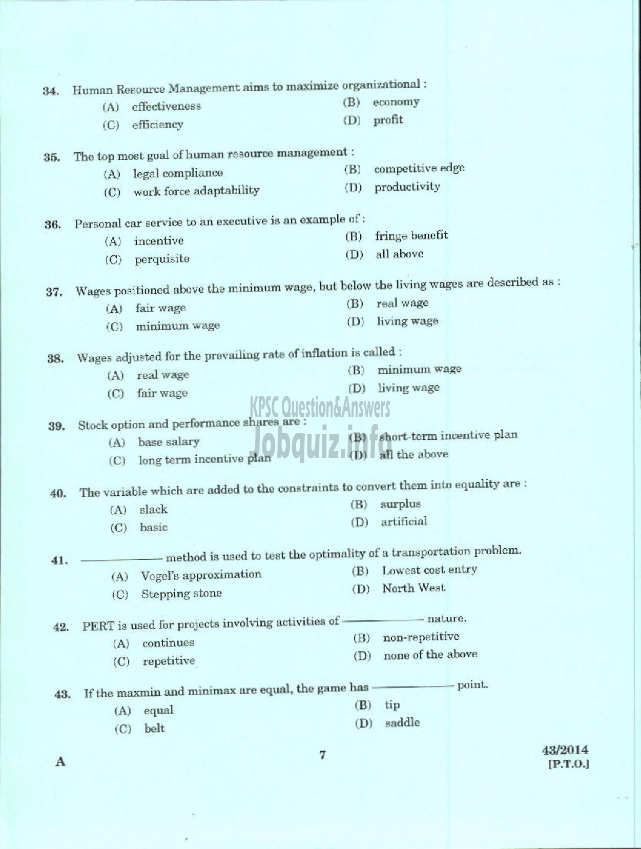 Kerala PSC Question Paper - DEPUTY GENERAL MANAGER DCB IDKY AND KSGD PART I AND PART II-5