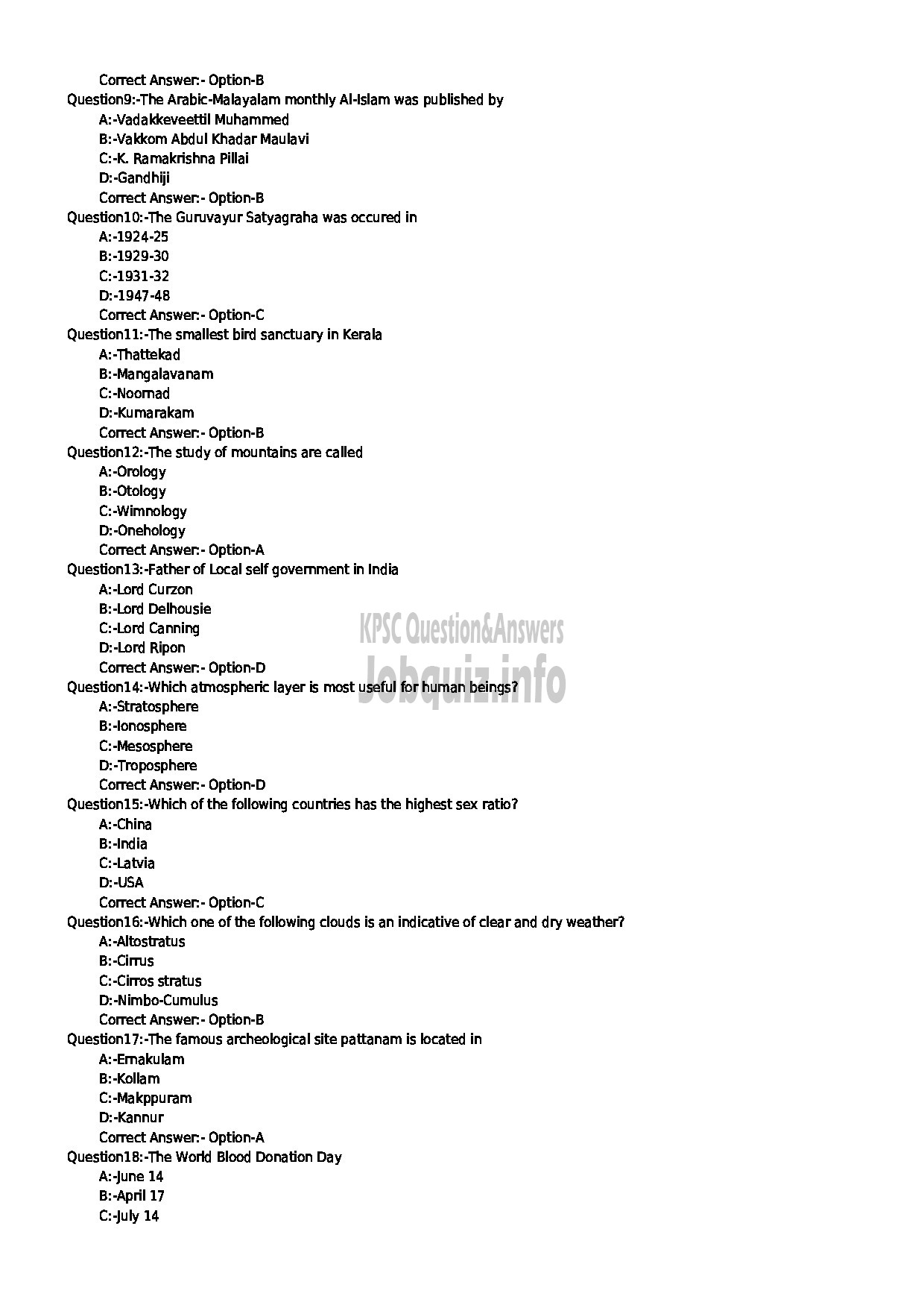 Kerala PSC Question Paper - DIETICIAN GRADE II MEDICAL EDUCATION-2