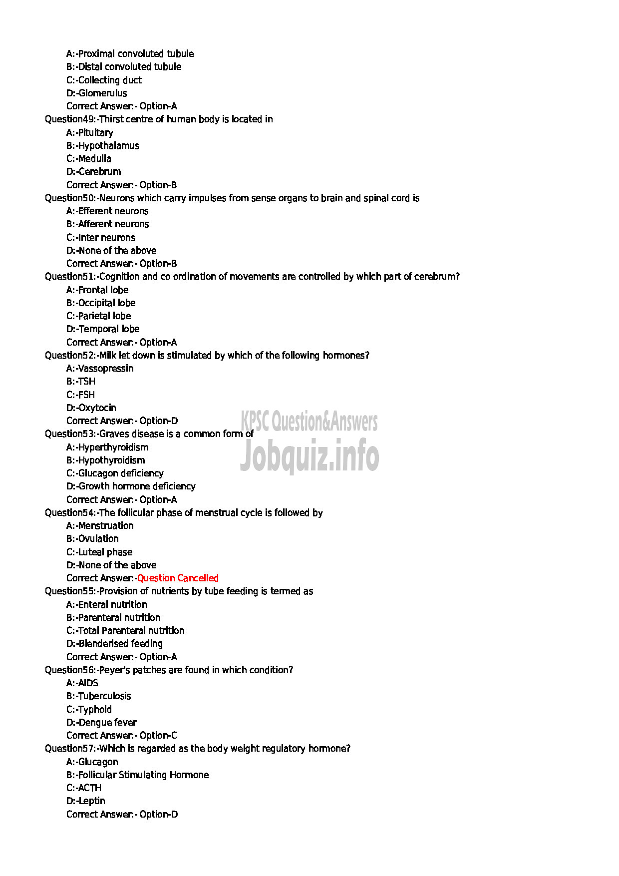 Kerala PSC Question Paper - DIETICIAN GRADE II MEDICAL EDUCATION-6