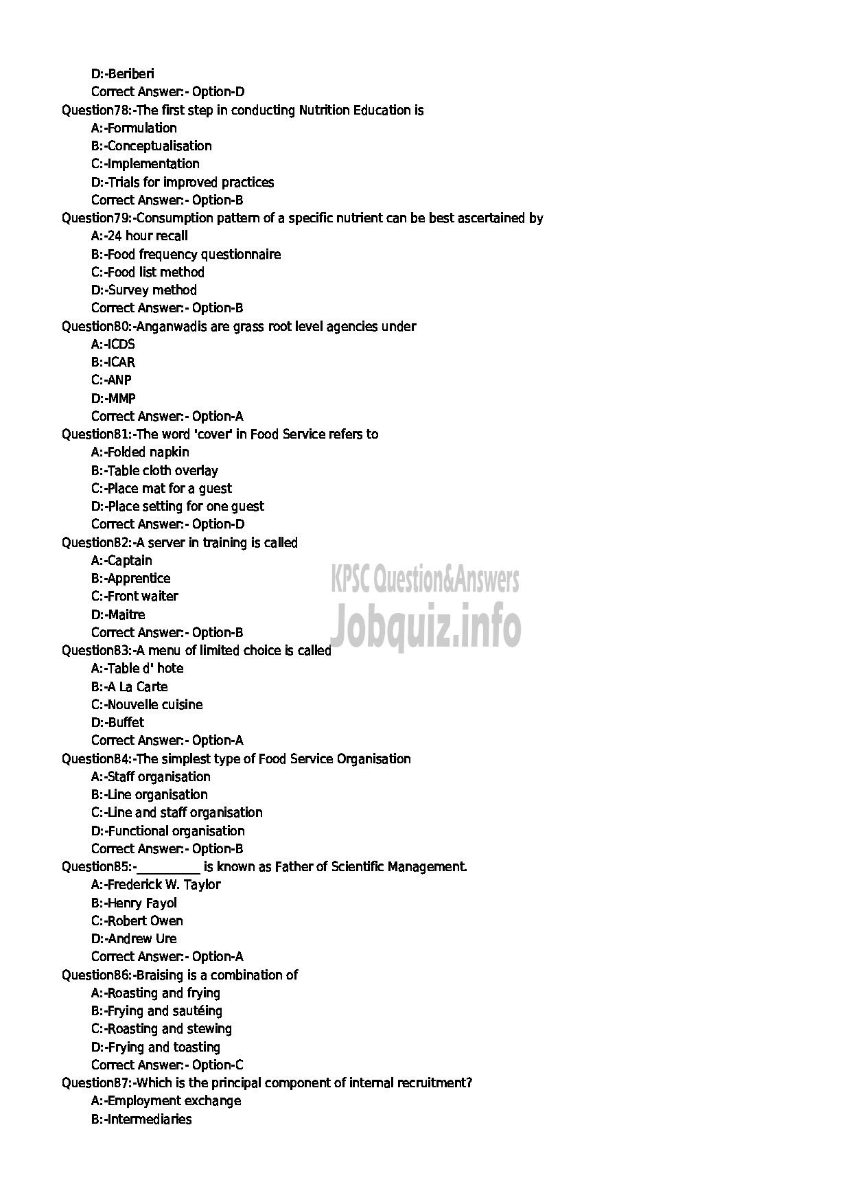 Kerala PSC Question Paper - DIETICIAN GRADE II MEDICAL EDUCATION-9